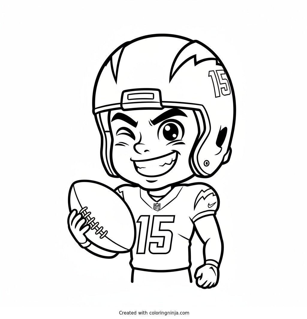 Ladd McConkey Cartoon Football Star Coloring Page