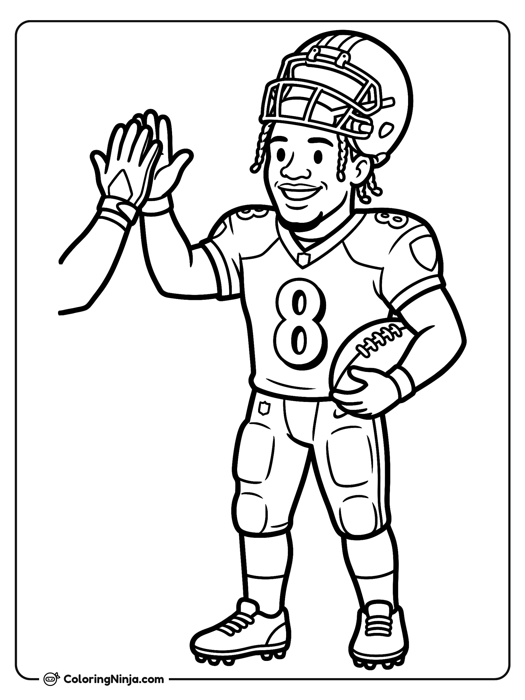 Lamar Jackson Friendly Cartoon Coloring Page