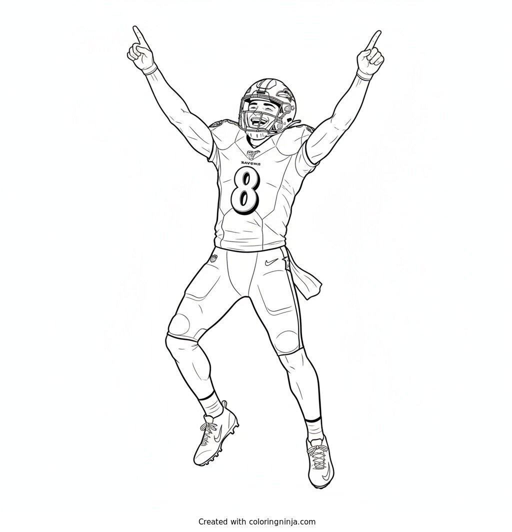 Lamar Jackson Touchdown Celebration Coloring Page