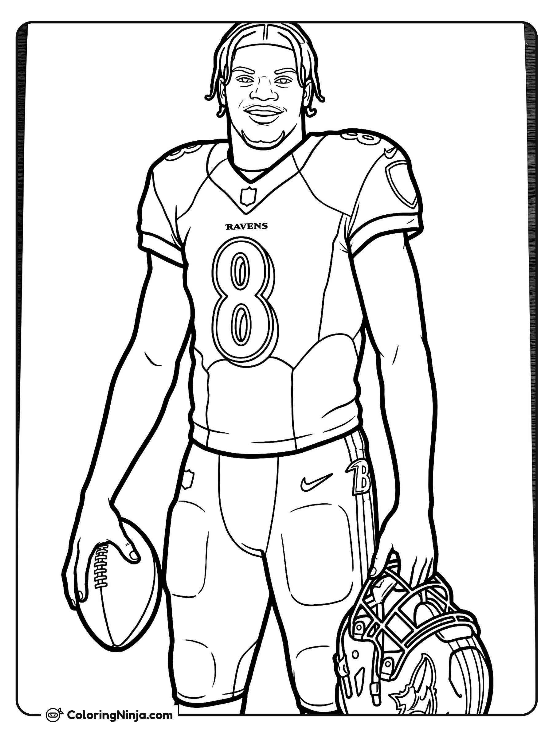 Lamar Jackson Standing Ready Coloring Page
