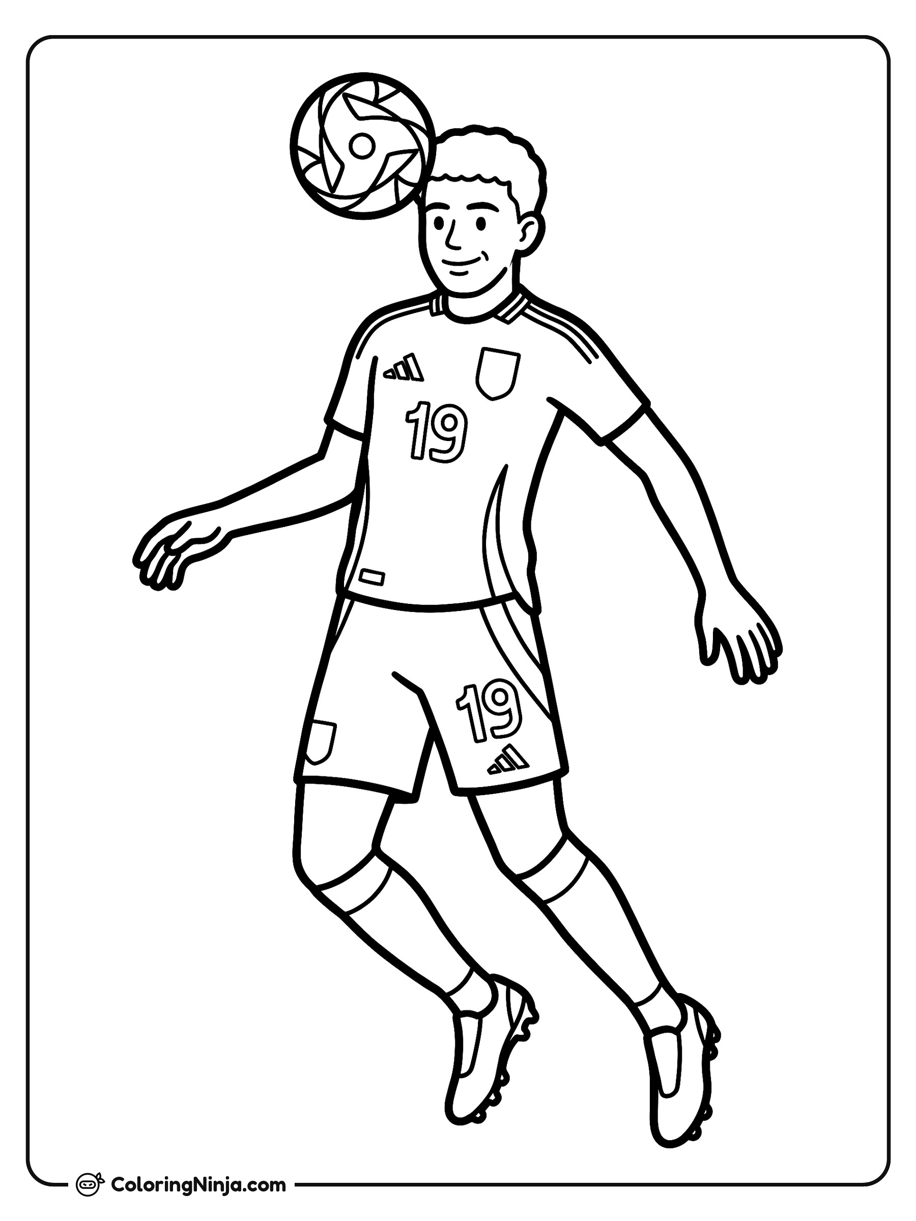 Lamine Yamal Heading the Ball Coloring Page