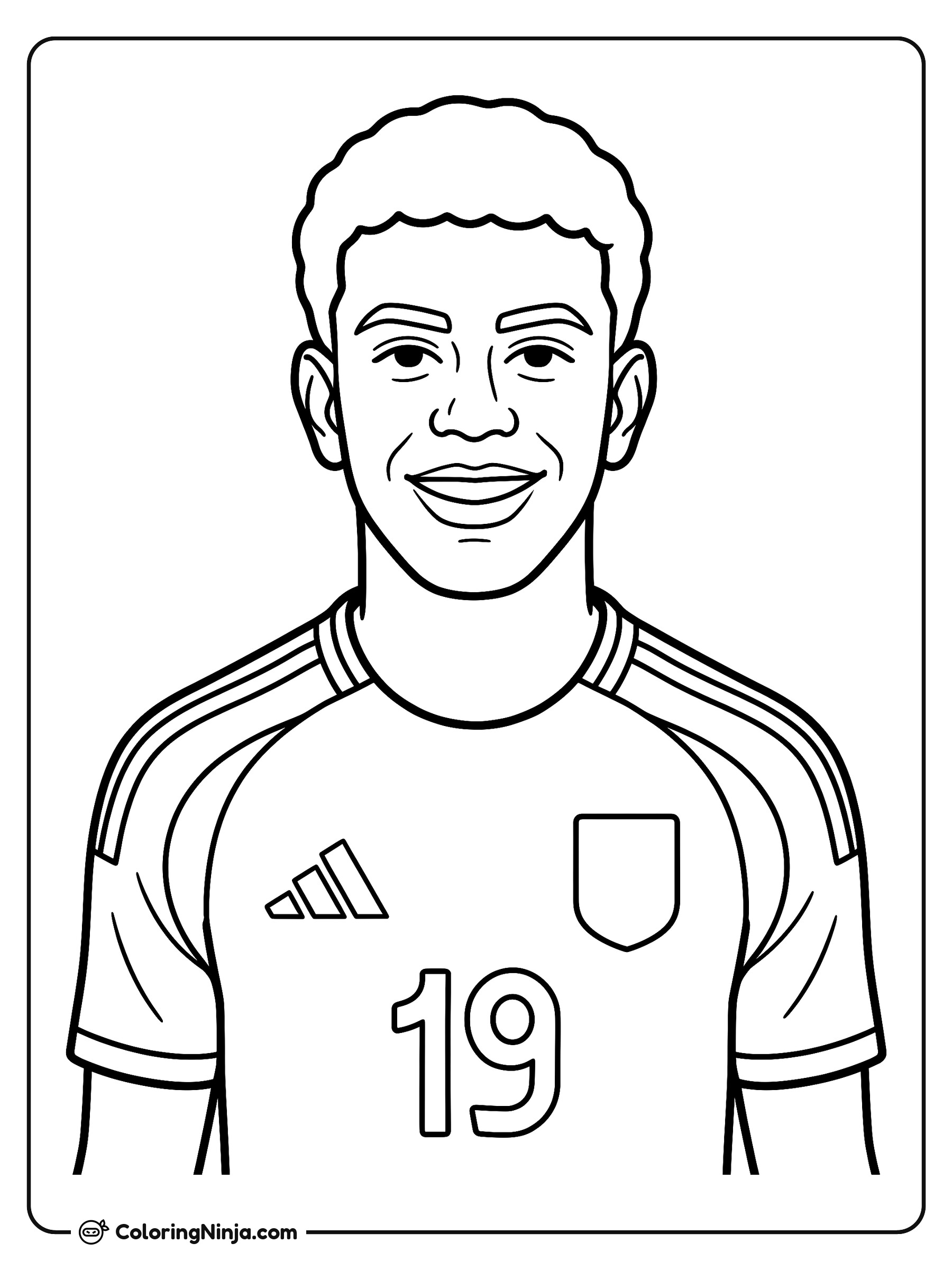 Lamine Yamal Close Up Portrait Coloring Page
