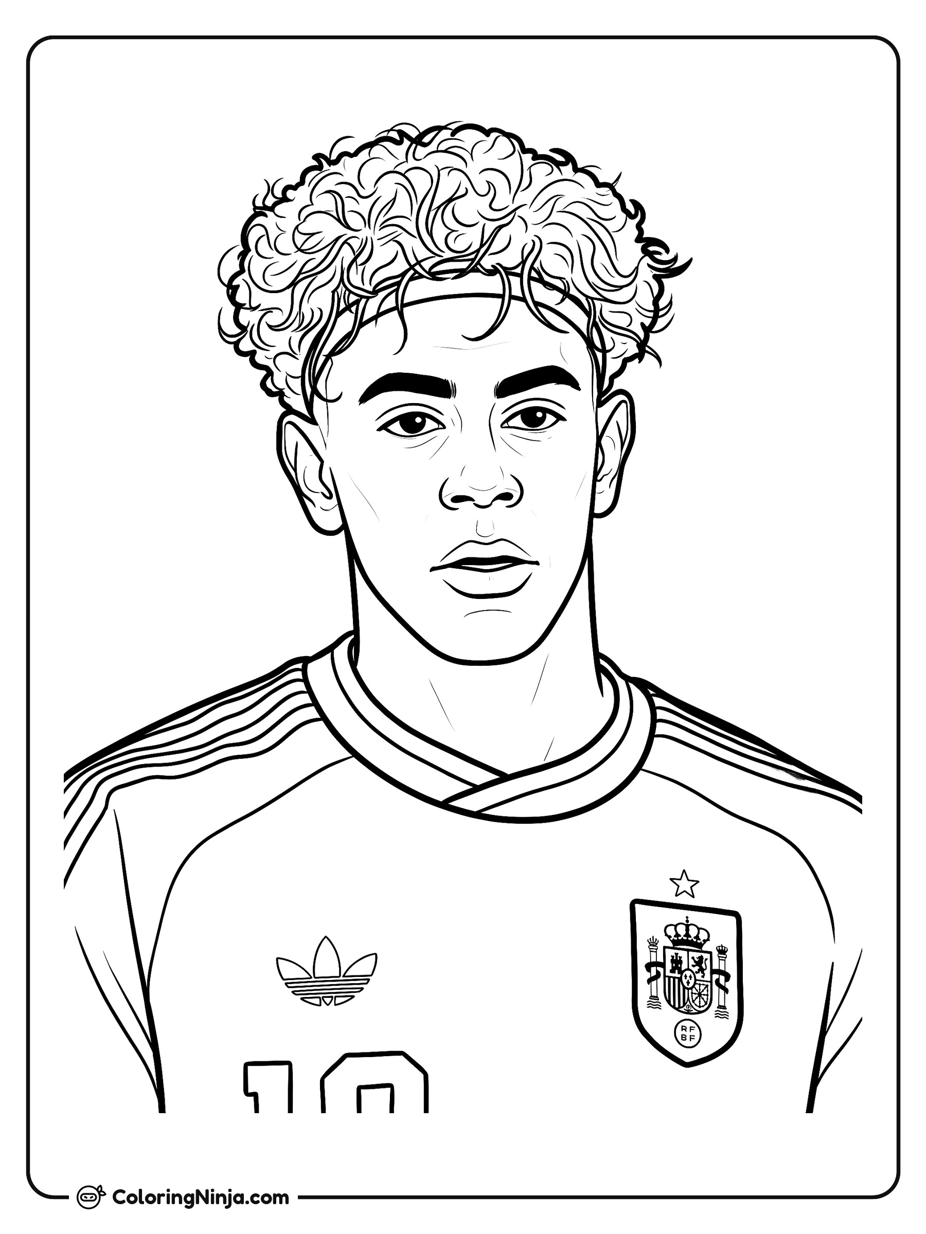 Lamine Yamal Spain Portrait Coloring Page