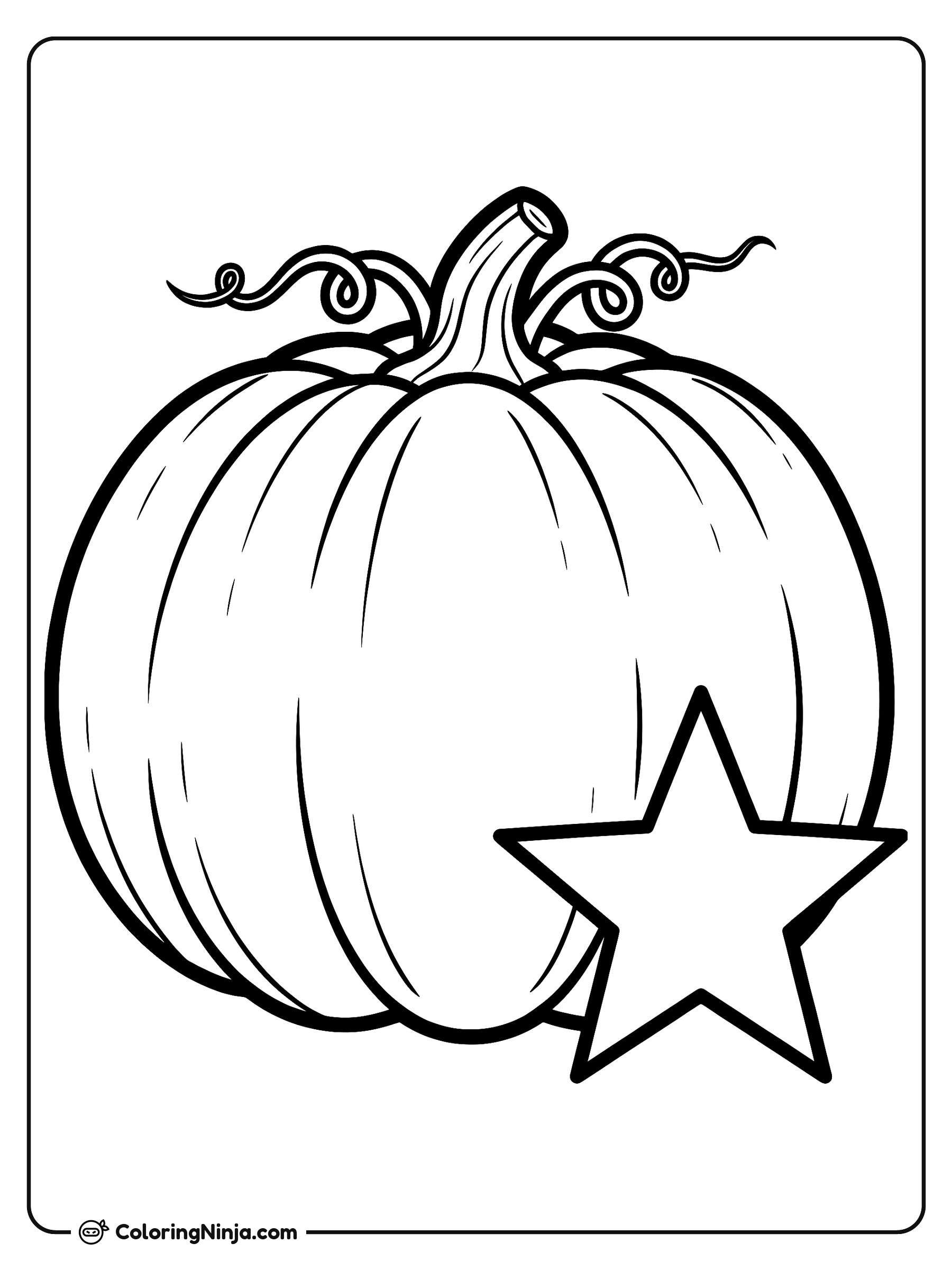 Calabaza grande junto a una estrella: dibujo para colorear
