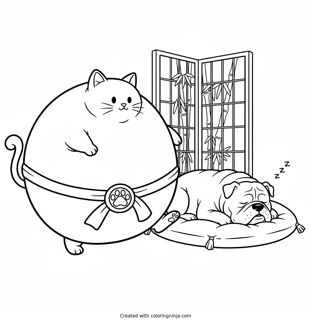 Sneaky Fat Cat Mission Coloring Page