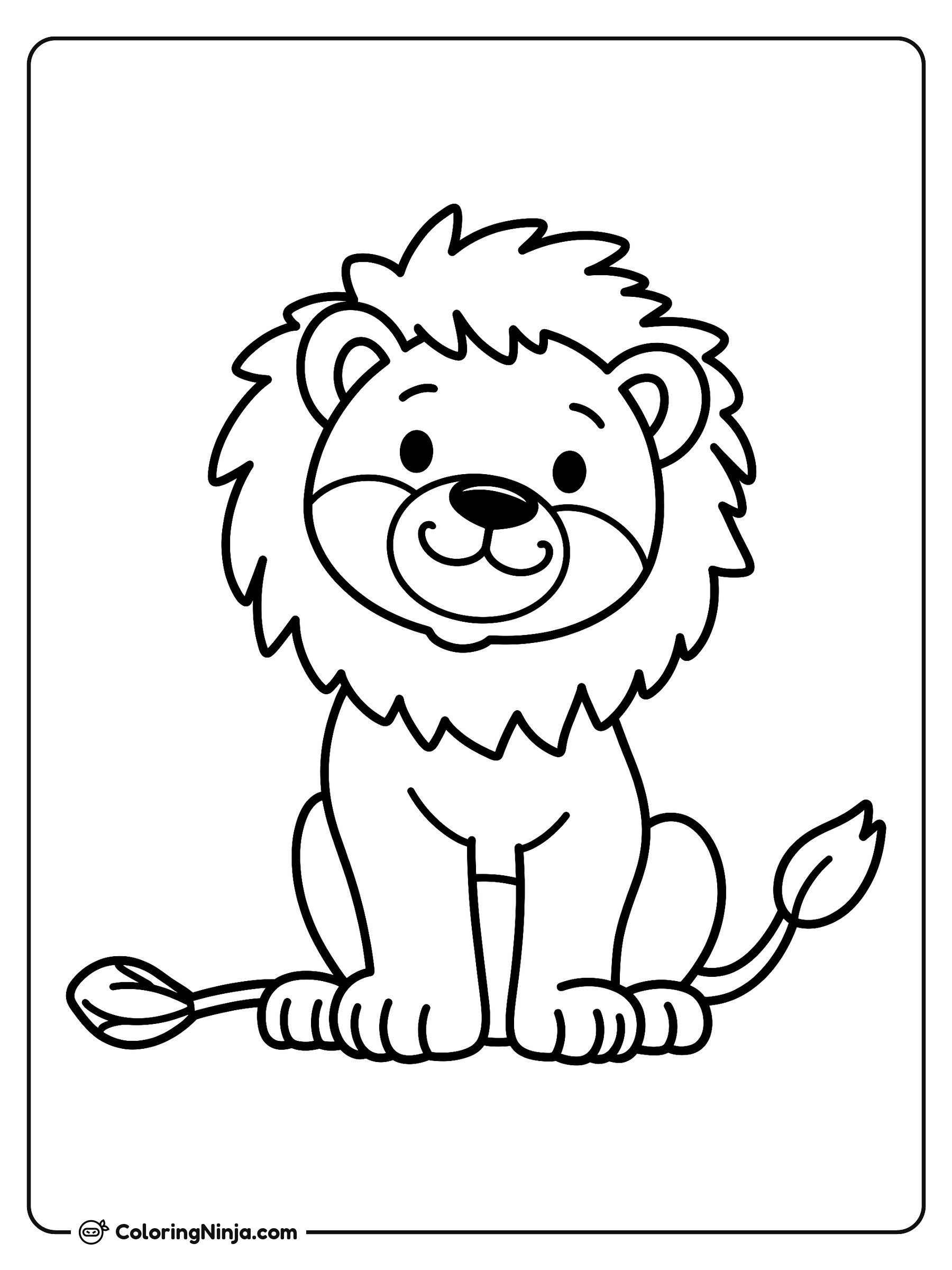 Lindo leoncito sentado: dibujo para colorear