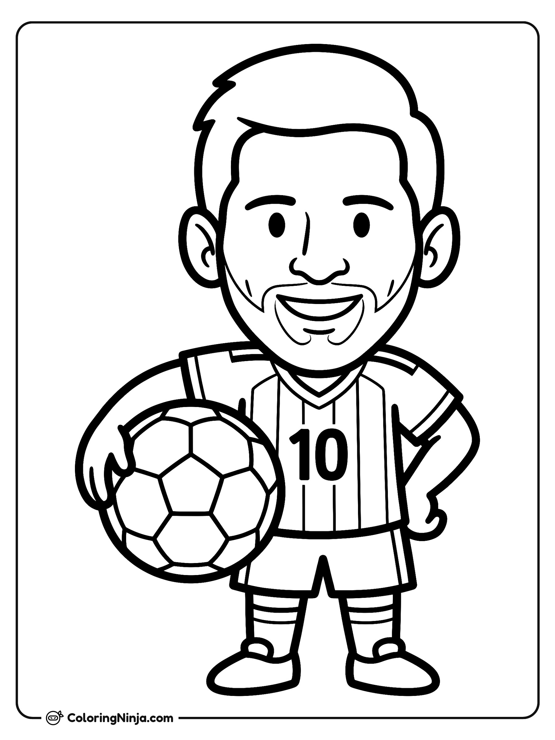 Lionel Messi Cute Cartoon Player Coloring Page