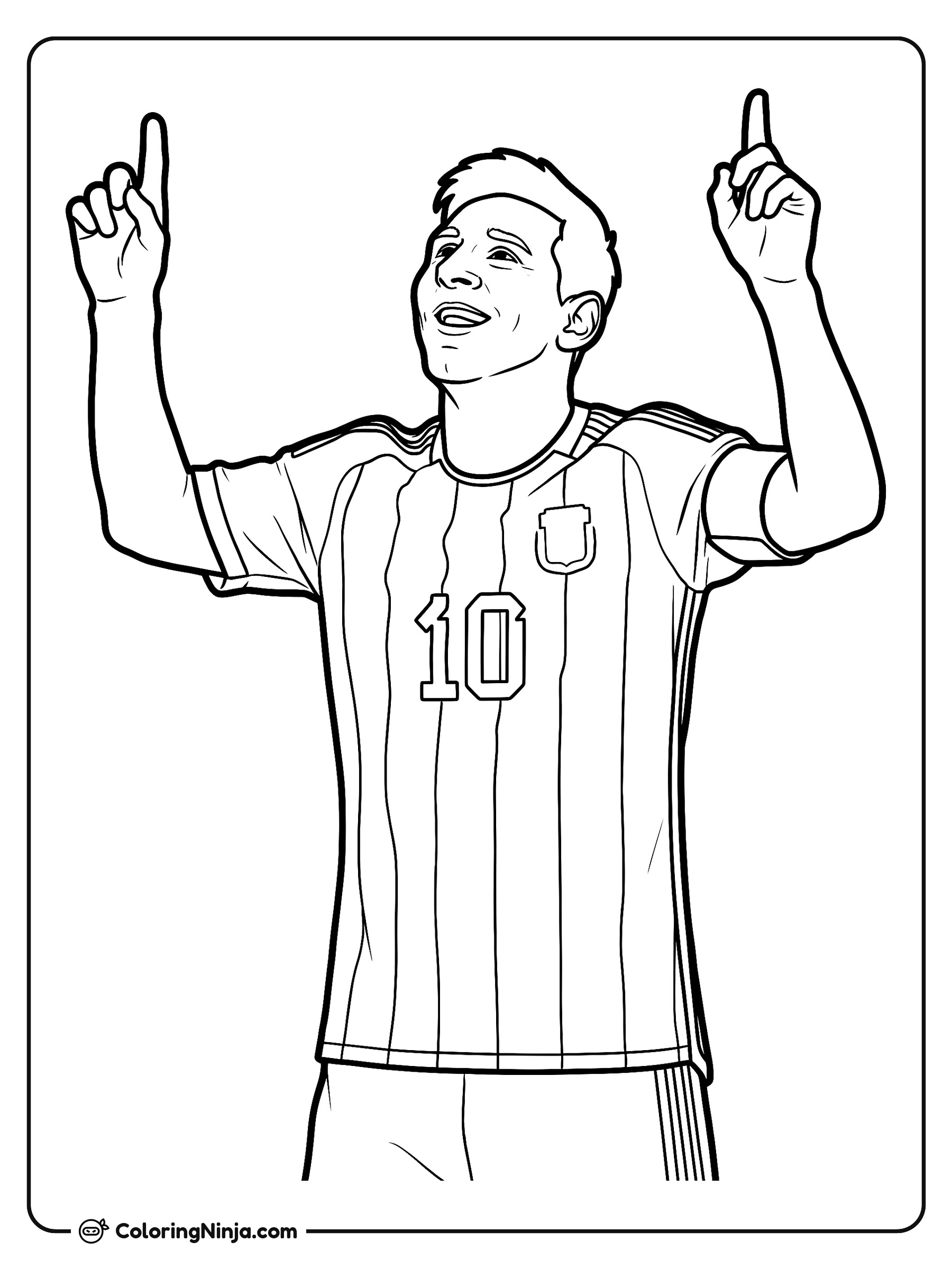 Lionel Messi Skyward Goal Celebration Coloring Page