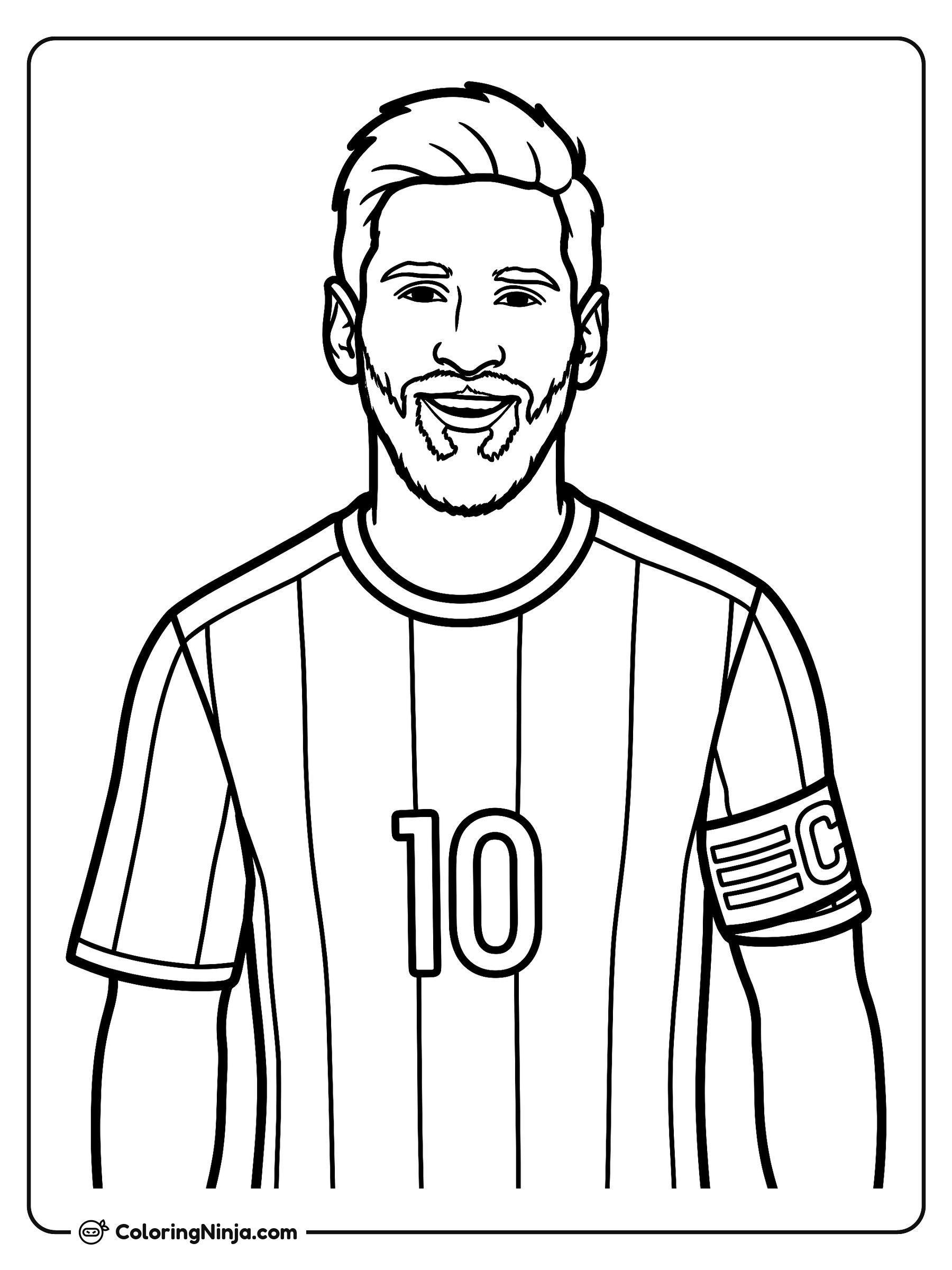 Lionel Messi Classic Player Portrait Coloring Page