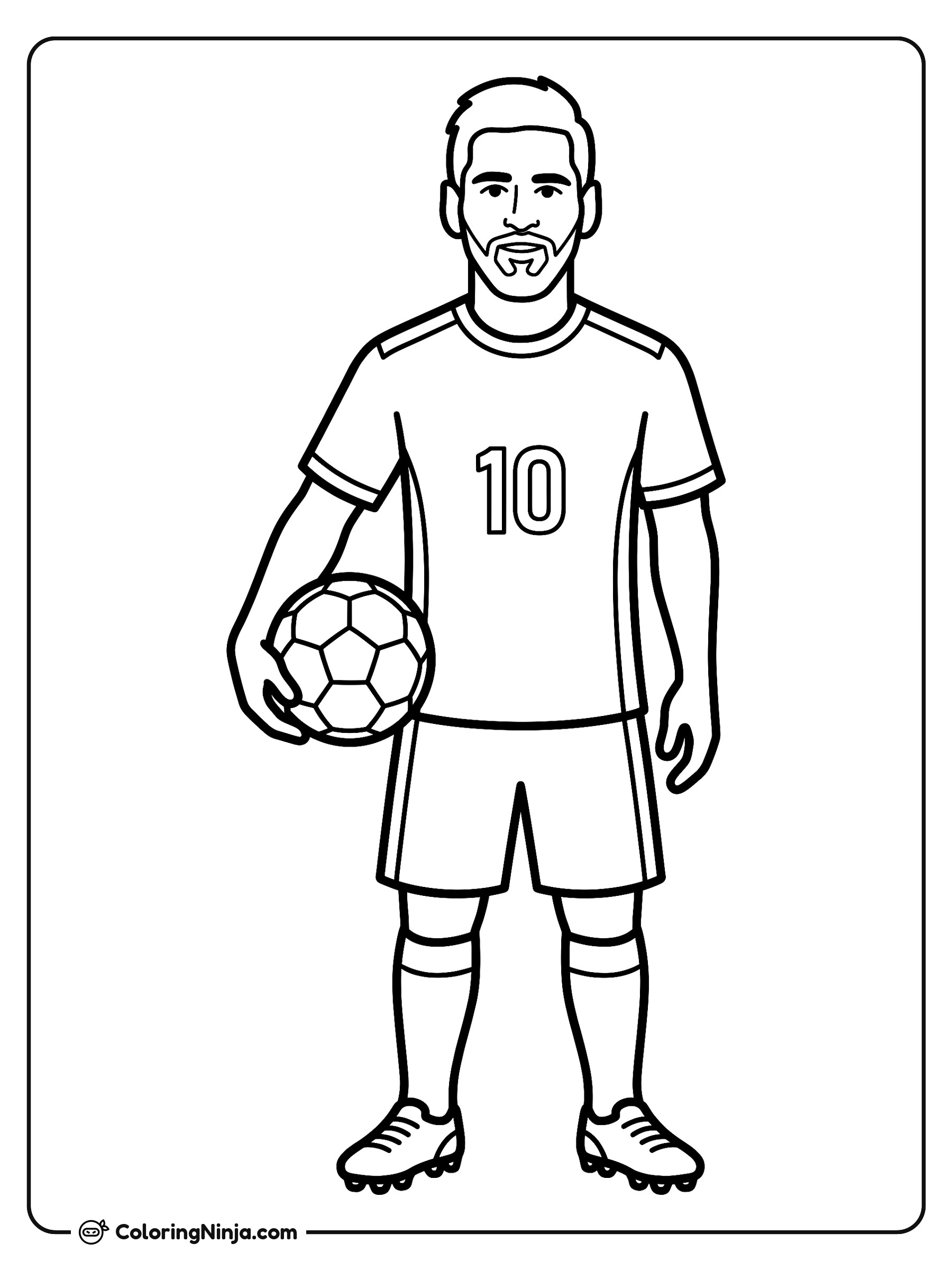 Lionel Messi Holding the Ball Coloring Page