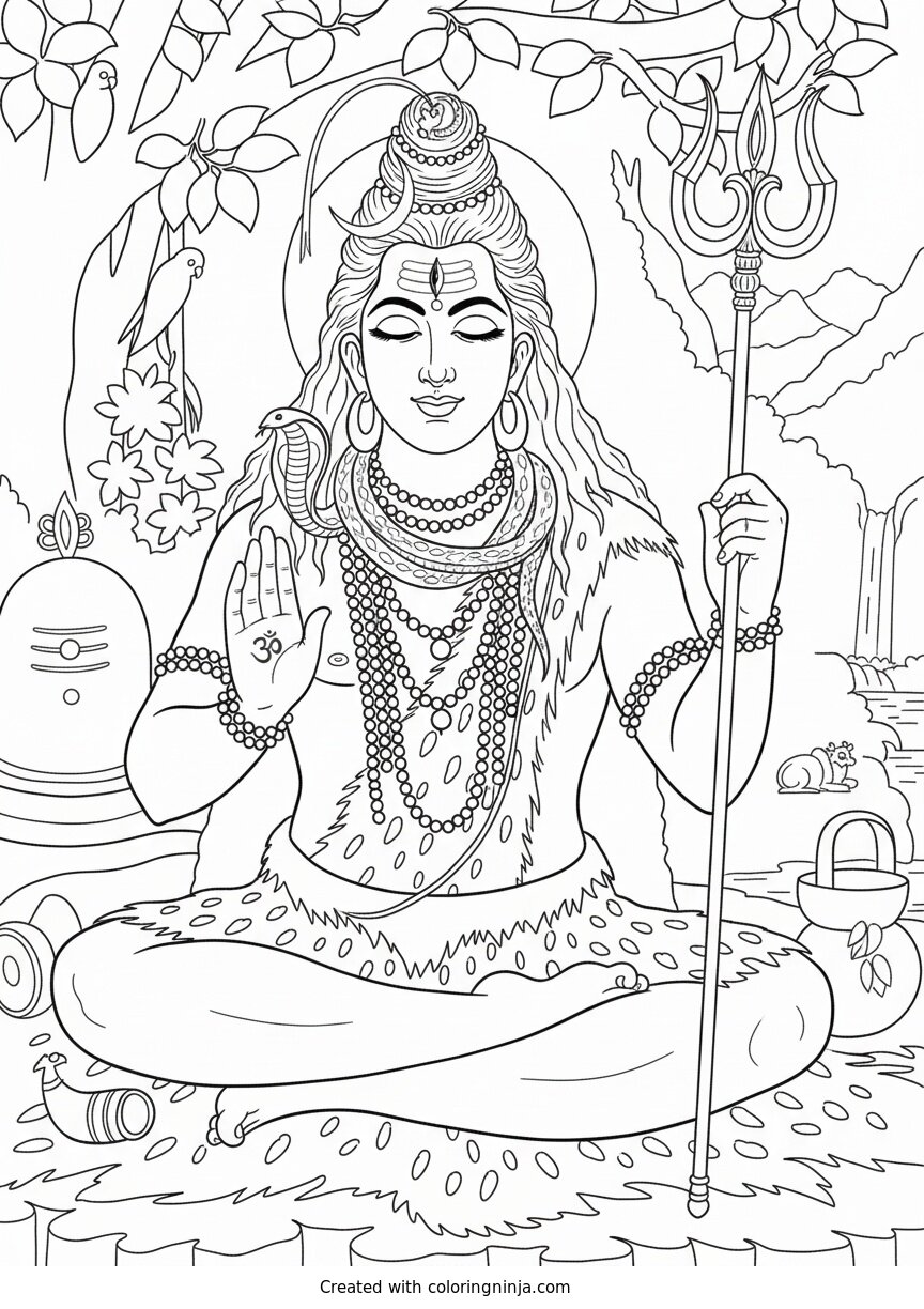 Coloring page of lord shiva