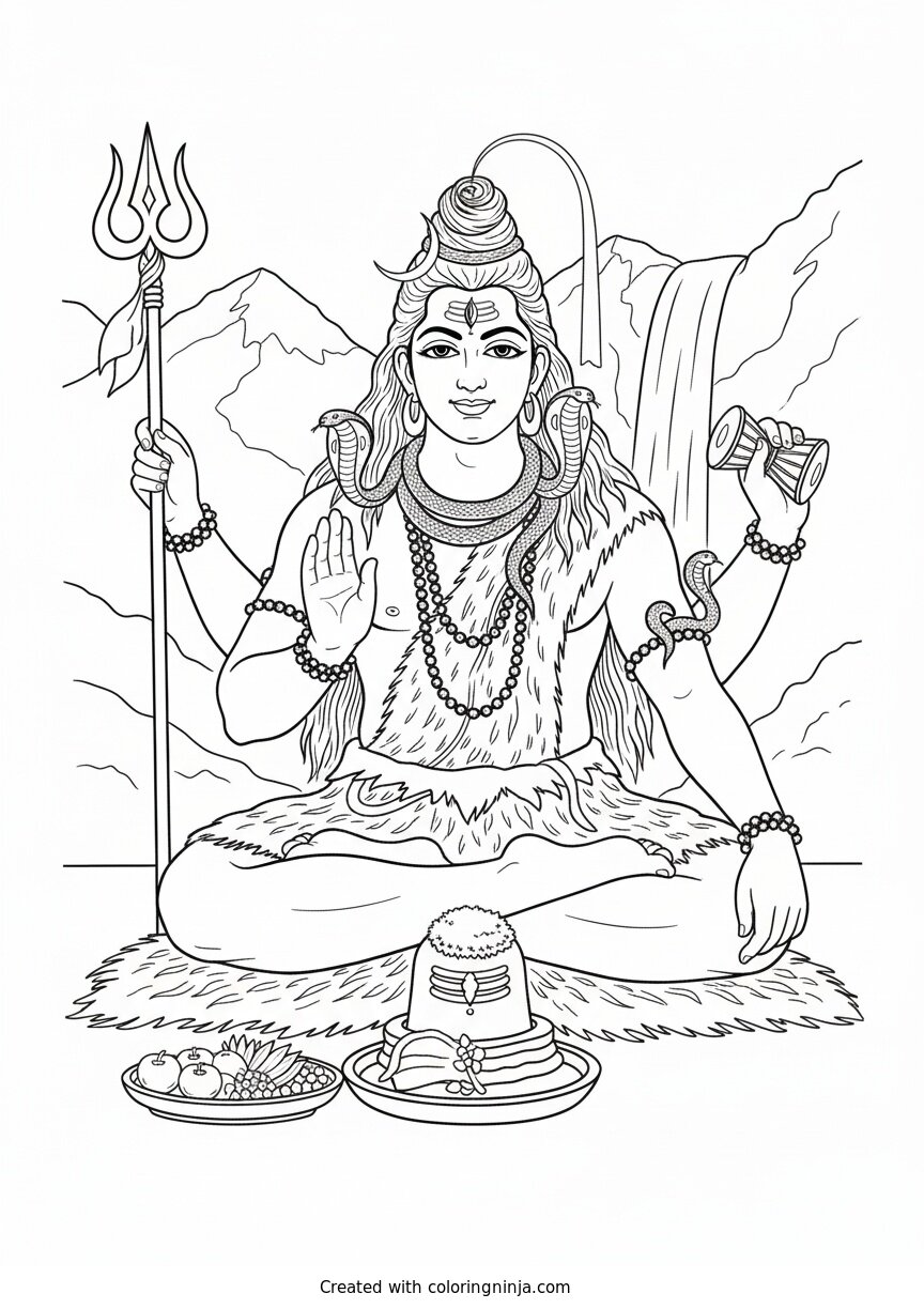 Coloring page of lord shiva