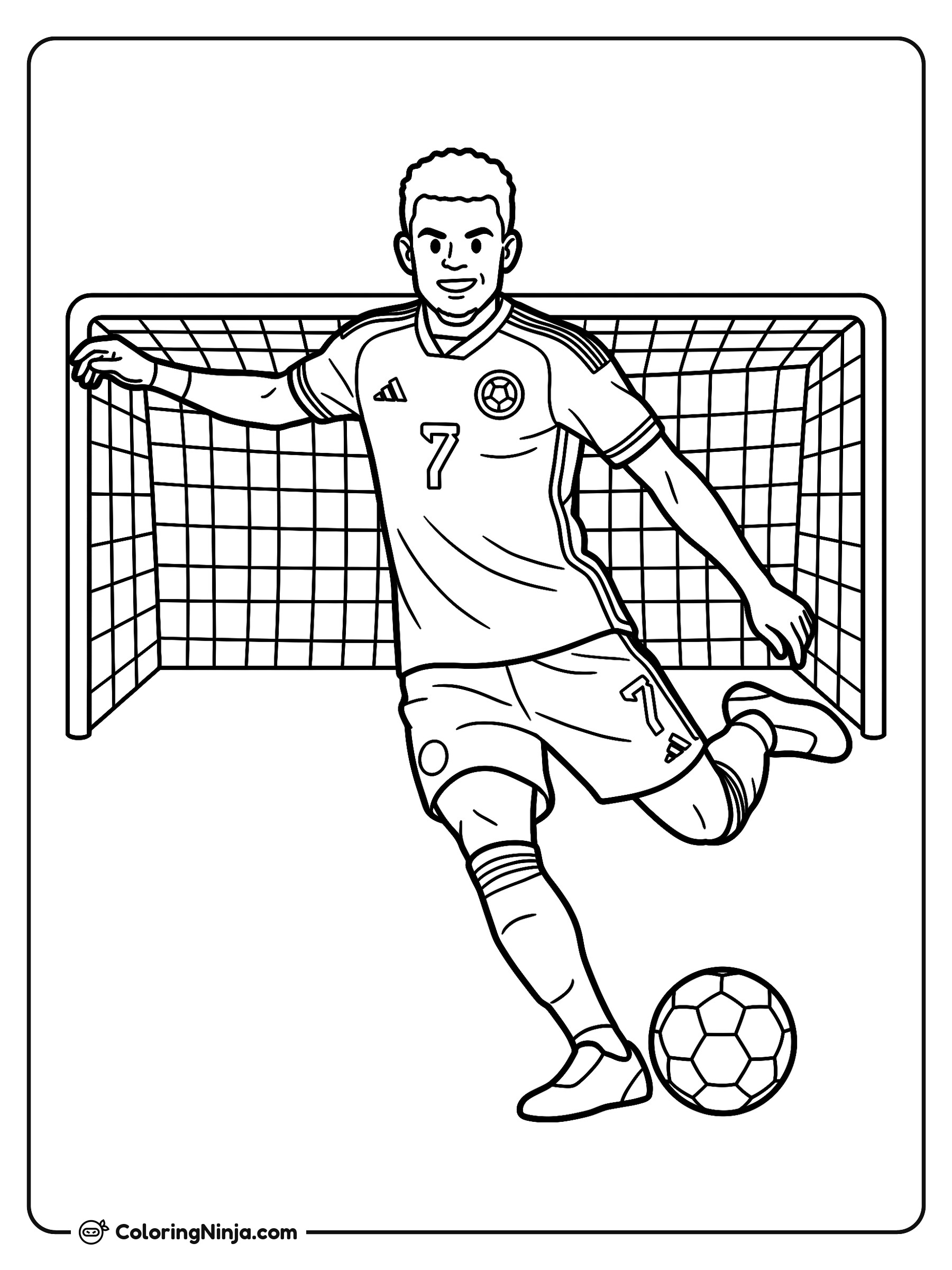 Luis Diaz Taking a Shot Coloring Page