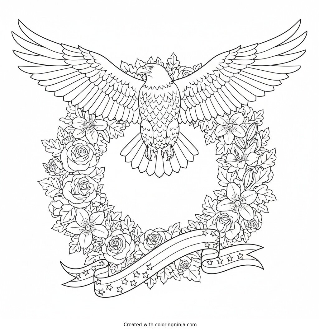 Majestic Eagle Memorial Tribute Coloring Page