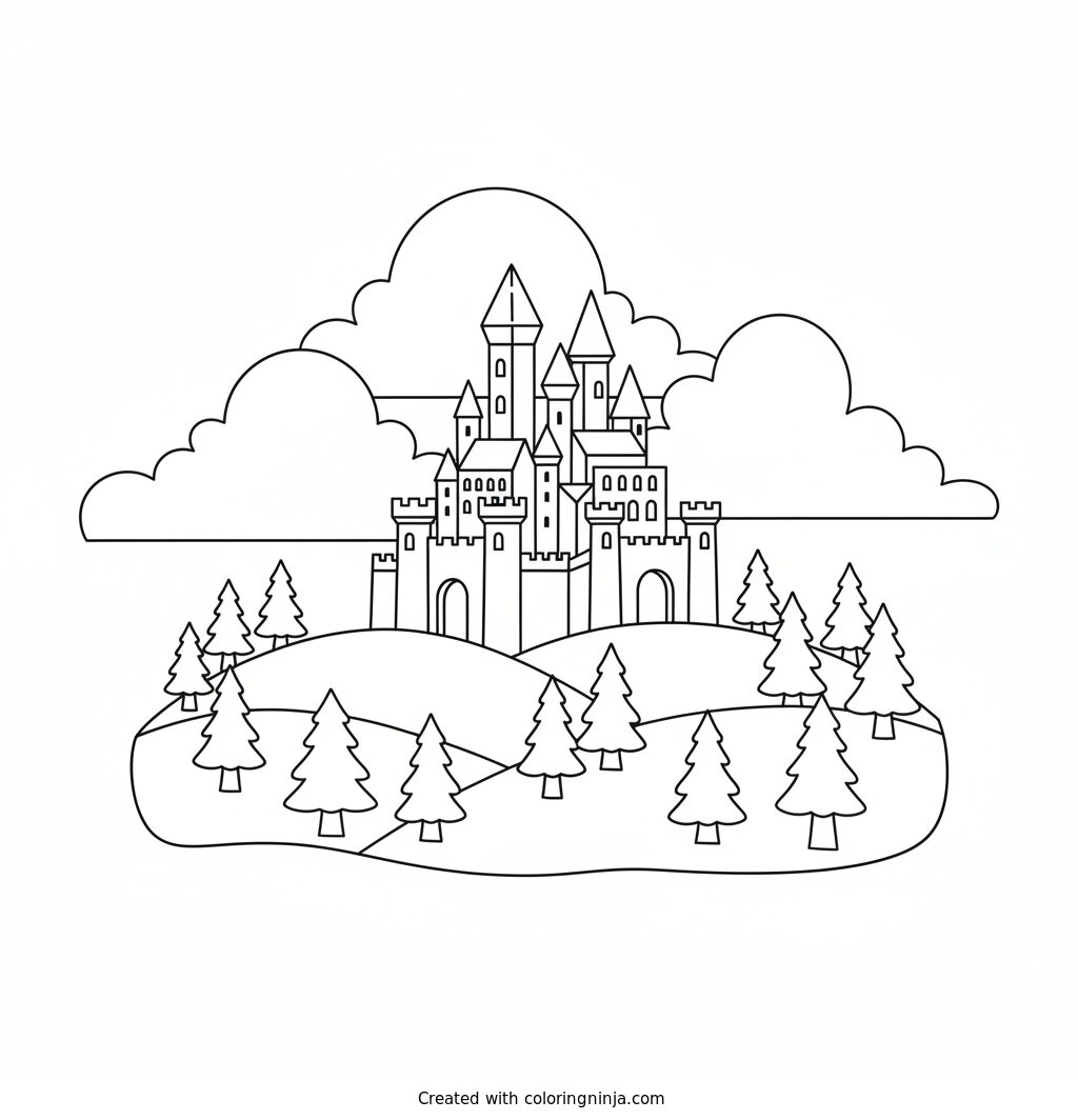 Kingdom on the Green Hills Coloring Page