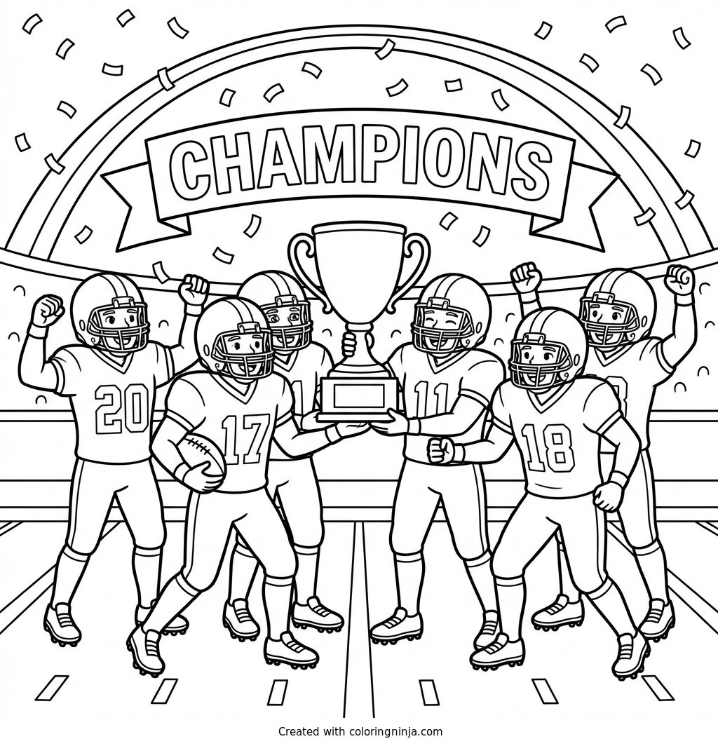 Coloring page of make a colering page of the minnisota vikings winning the super bowl
