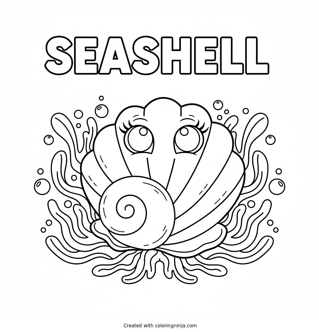 A Seashell with Big Eyes Coloring Page