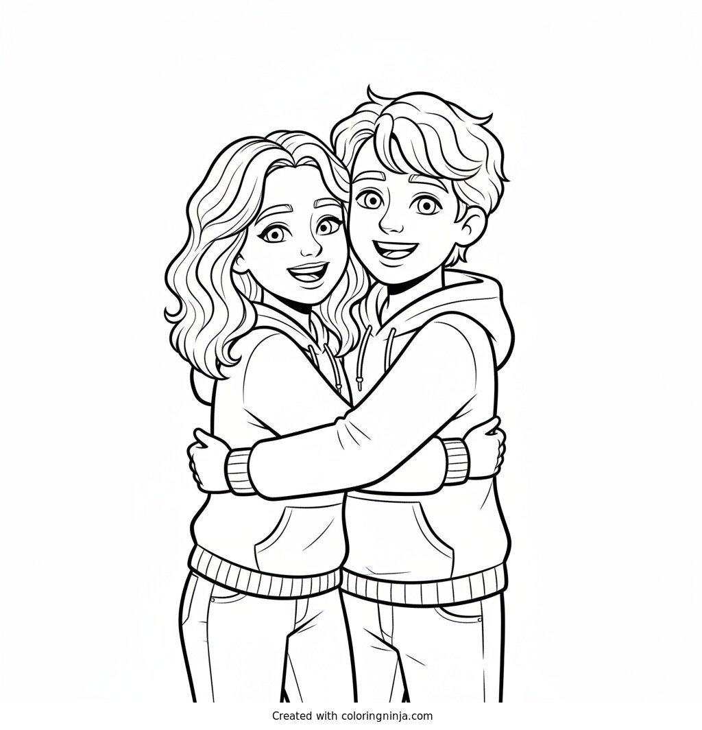 Makenna Mazurek Hugging Malachi Barton Coloring Page