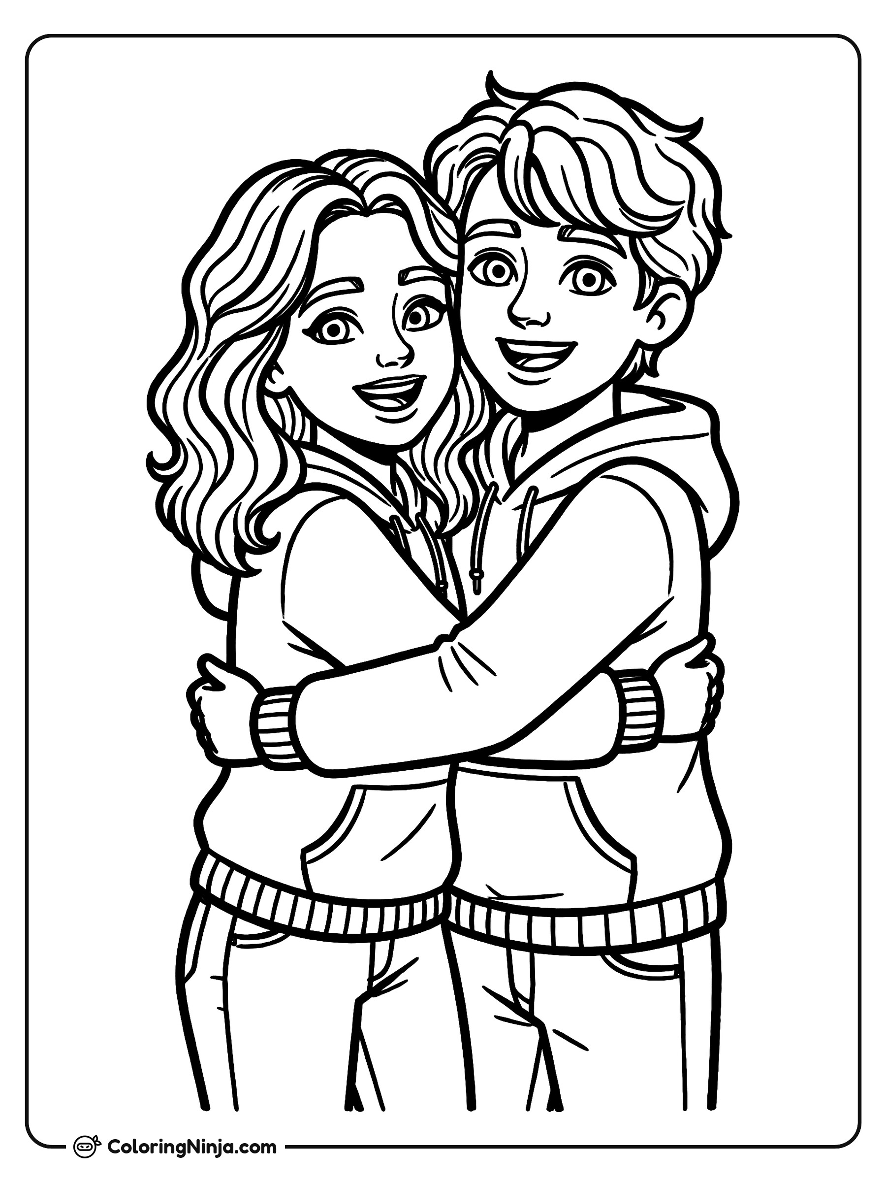 Makenna Mazurek abrazando a Malachi Barton: dibujo para colorear