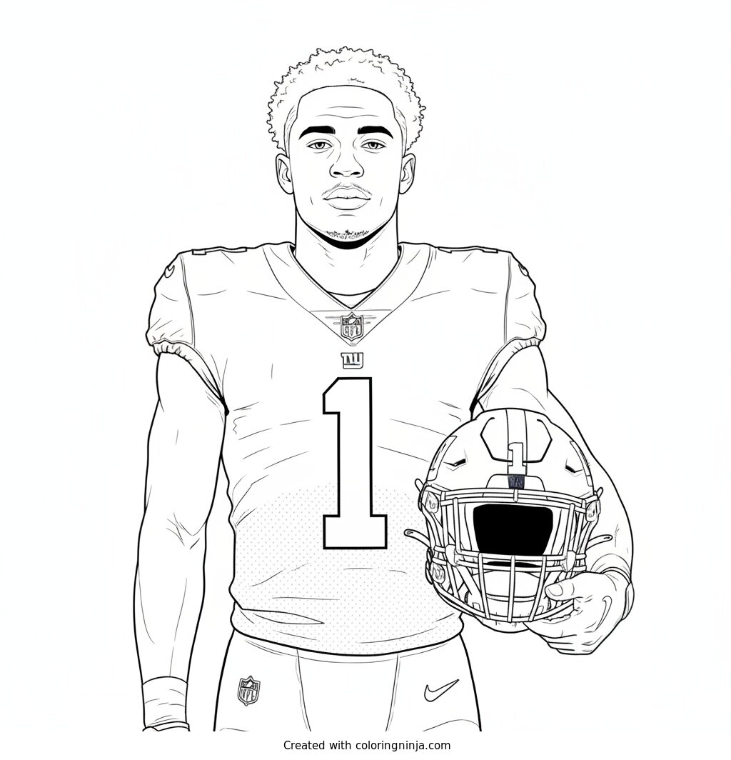 Malik Nabers Player Portrait Coloring Page
