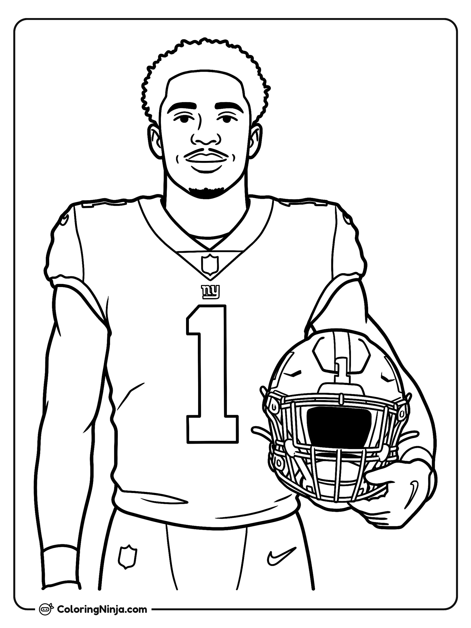 Retrato del jugador Malik Nabers: dibujo para colorear