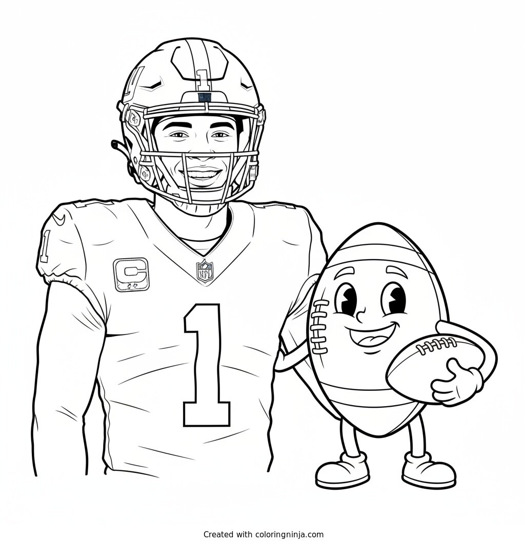 Malik Nabers Cartoon Star Coloring Page
