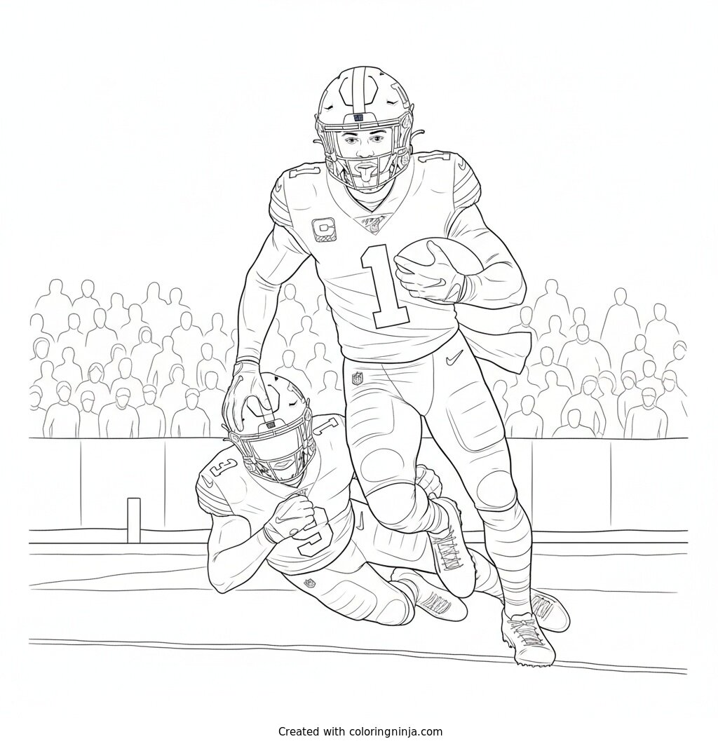 Malik Nabers Sideline Sprint Coloring Page