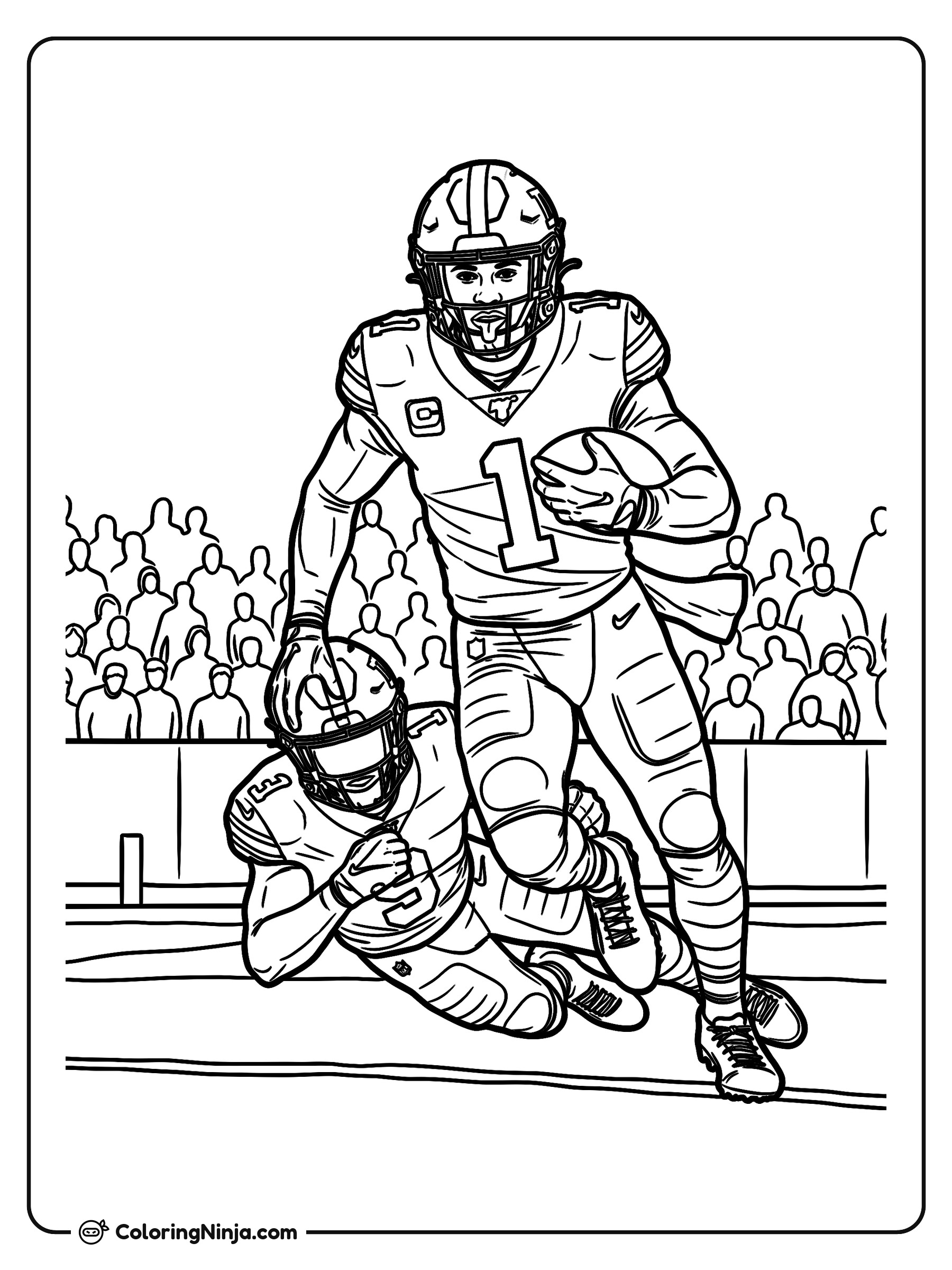 Carrera de Malik Nabers en la banda: dibujo para colorear