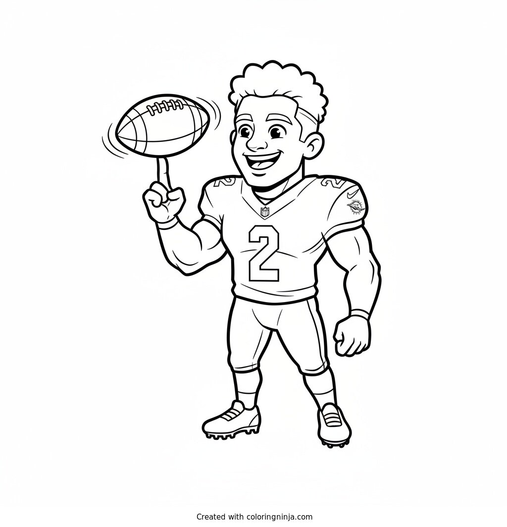 Malik Willis Friendly Cartoon Version Coloring Page