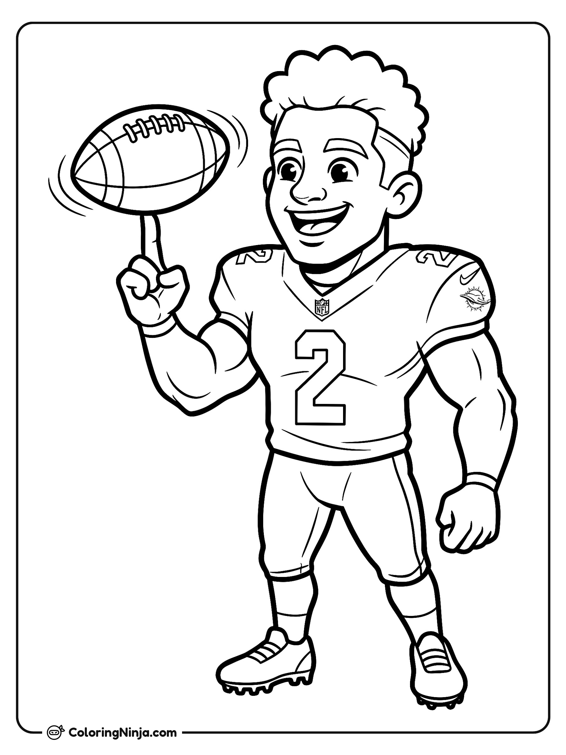 Malik Willis en versión animada: dibujo para colorear