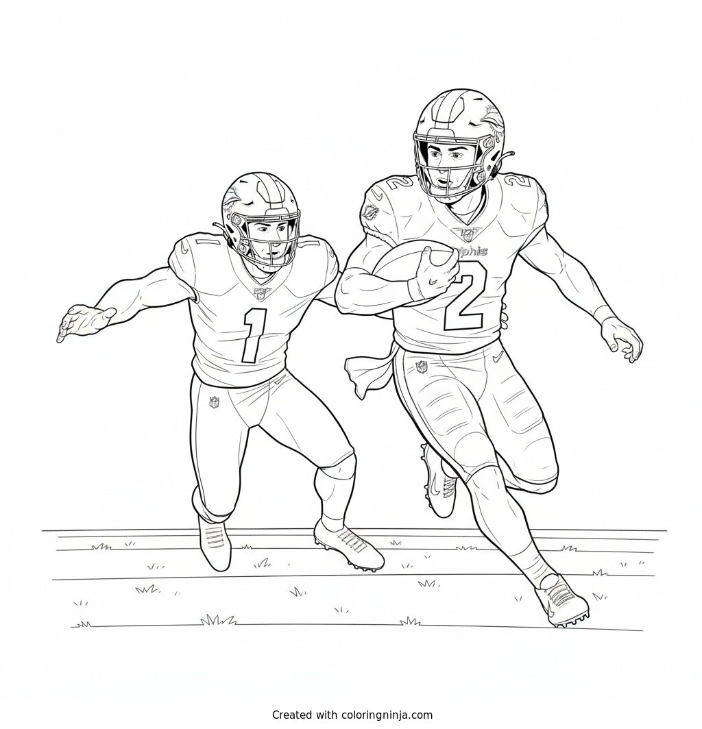 Malik Willis Scrambling Past Defenders Coloring Page