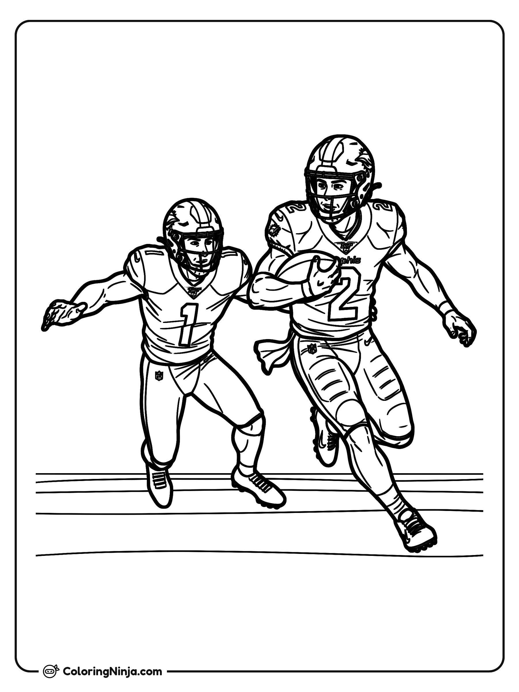 Malik Willis esquivando a los defensores: dibujo para colorear