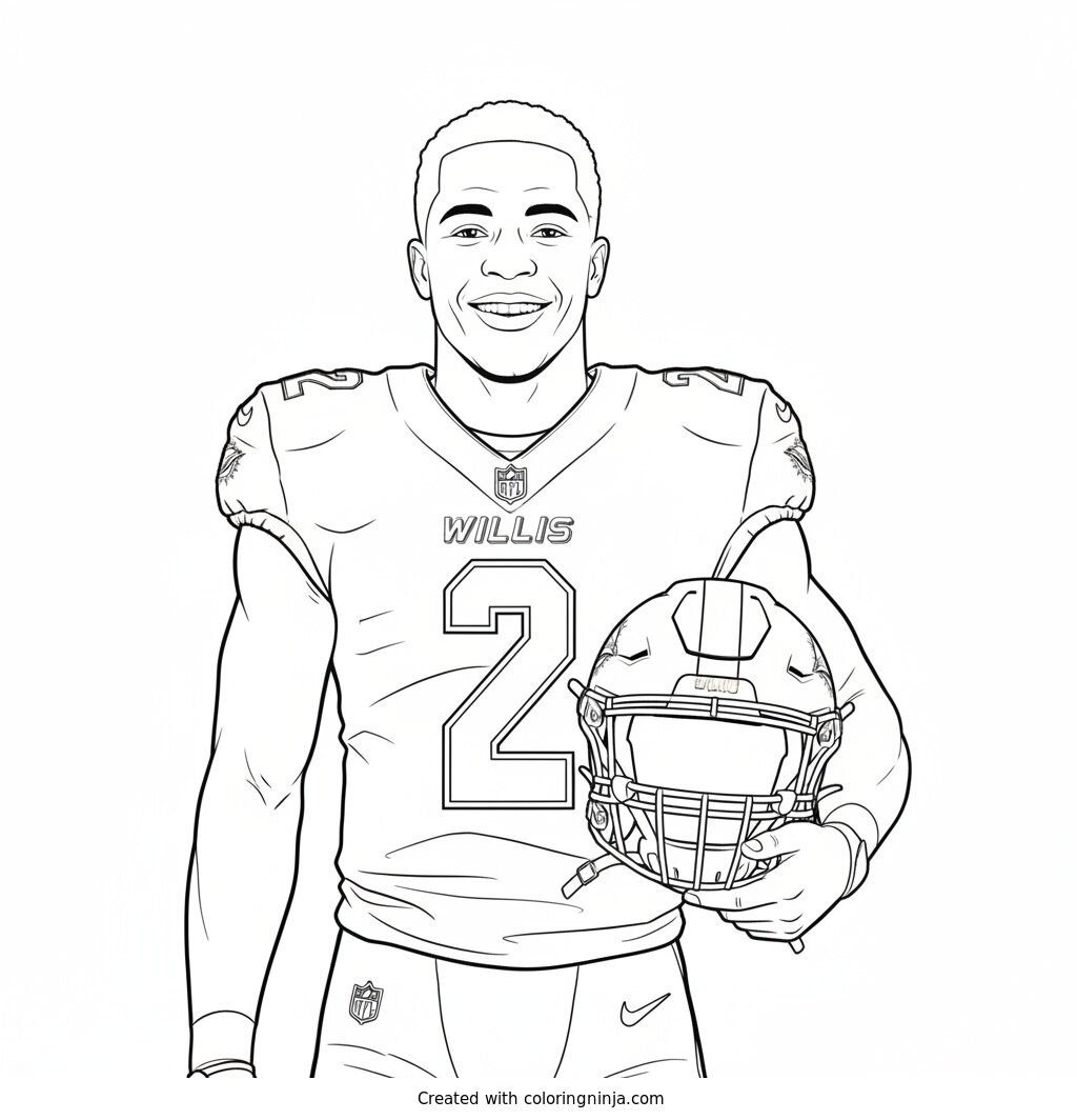 Malik Willis Helmet Under Arm Coloring Page