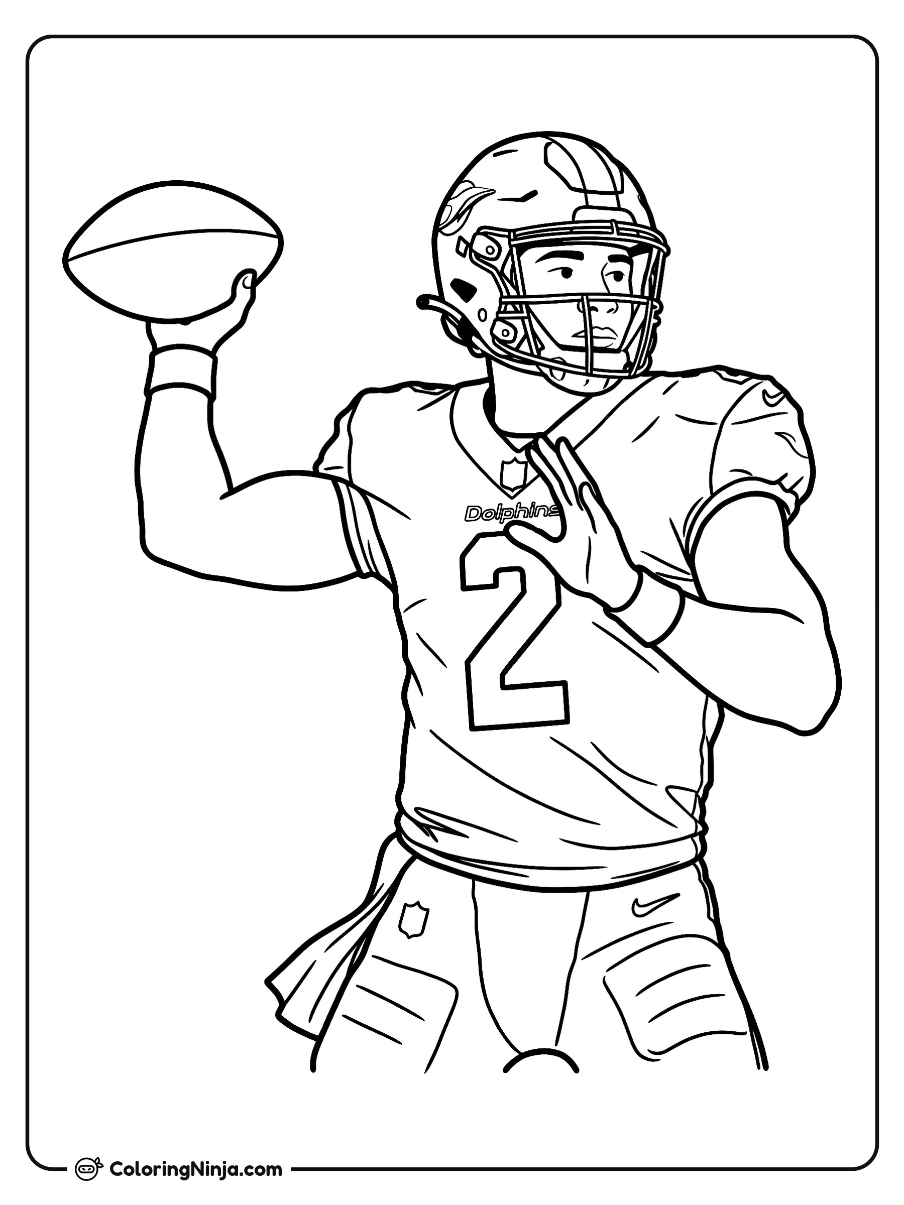 Malik Willis lanzando un pase largo: dibujo para colorear