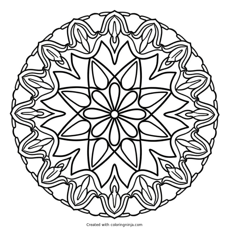 A coloring page of a mandala