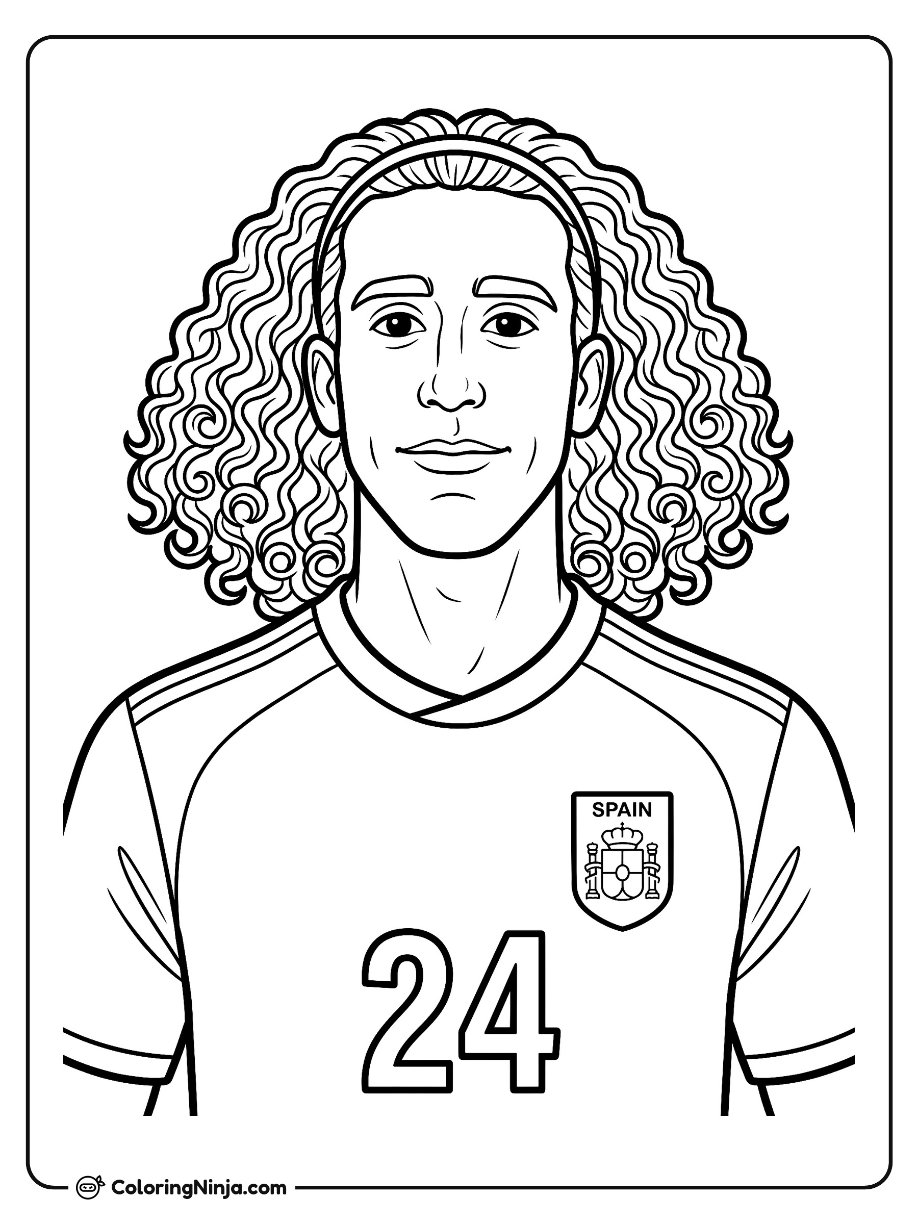 Marc Cucurella Spain Portrait Coloring Page