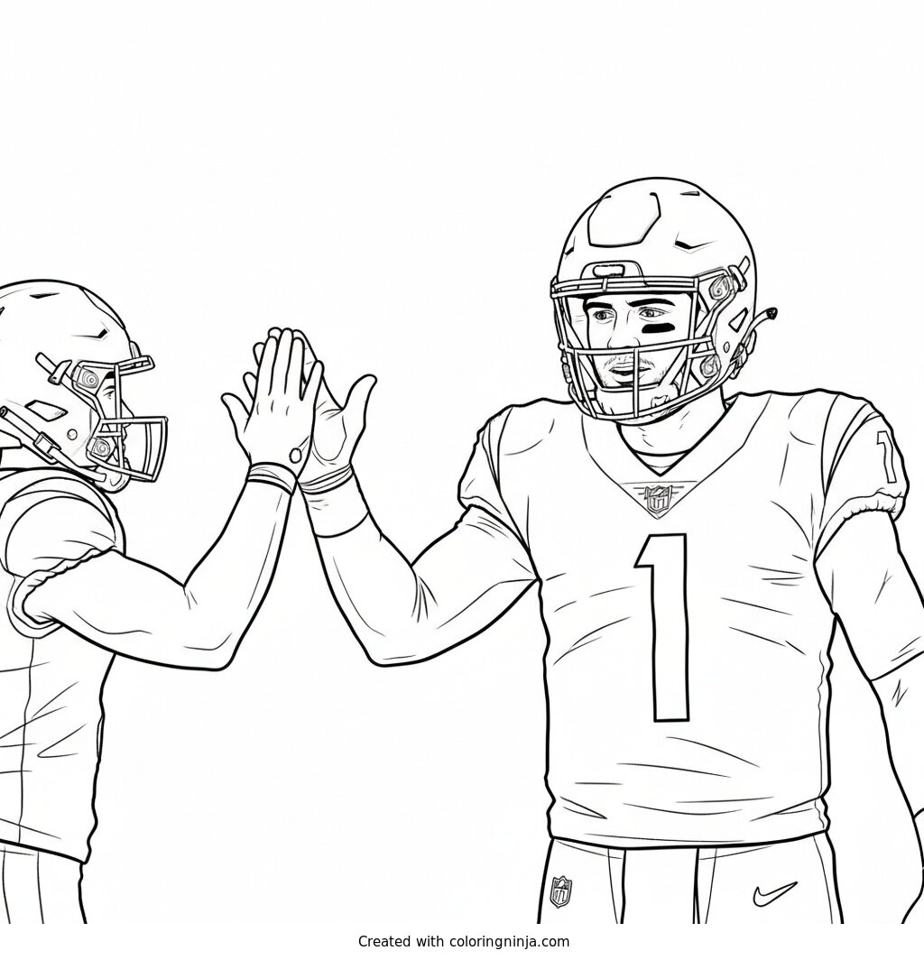 Matthew Stafford High Five Moment Coloring Page