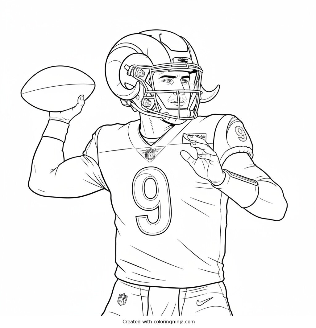 Matthew Stafford Throws Deep Pass Coloring Page