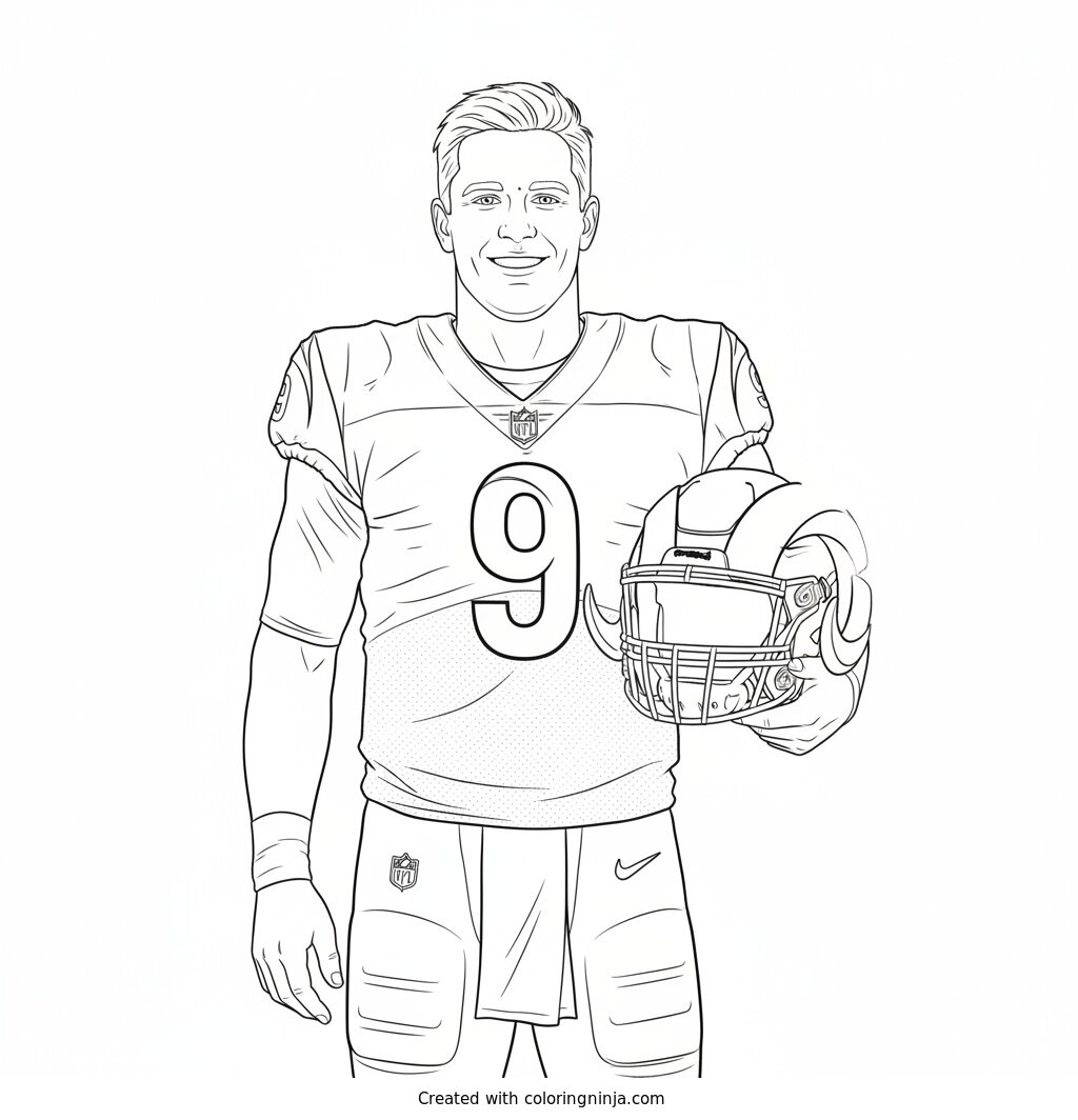 Matthew Stafford Helmet Pose Portrait Coloring Page