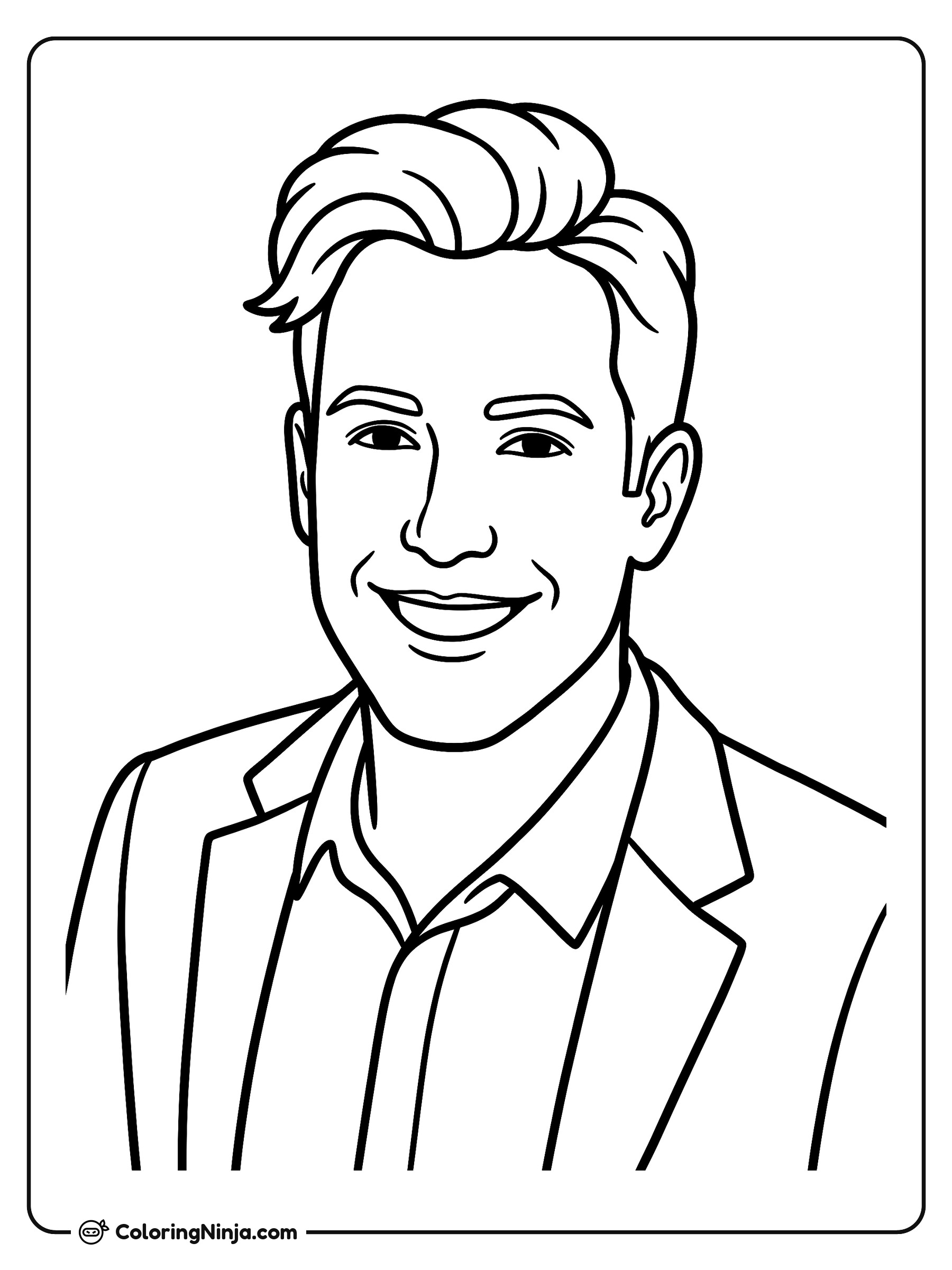 Hombre sonriente con traje: dibujo para colorear