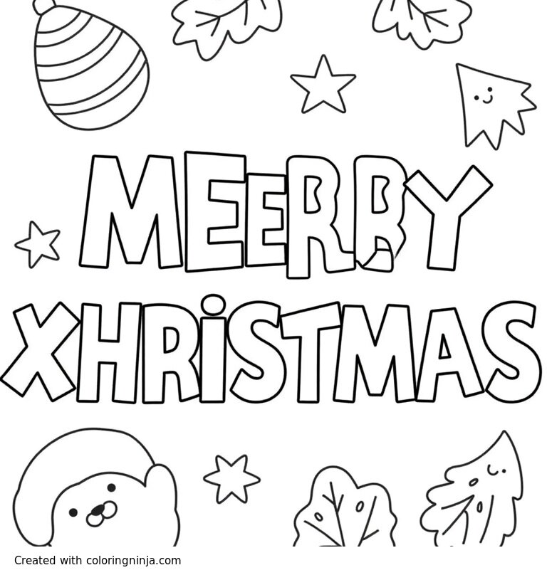 A coloring page of MERRY XMAS