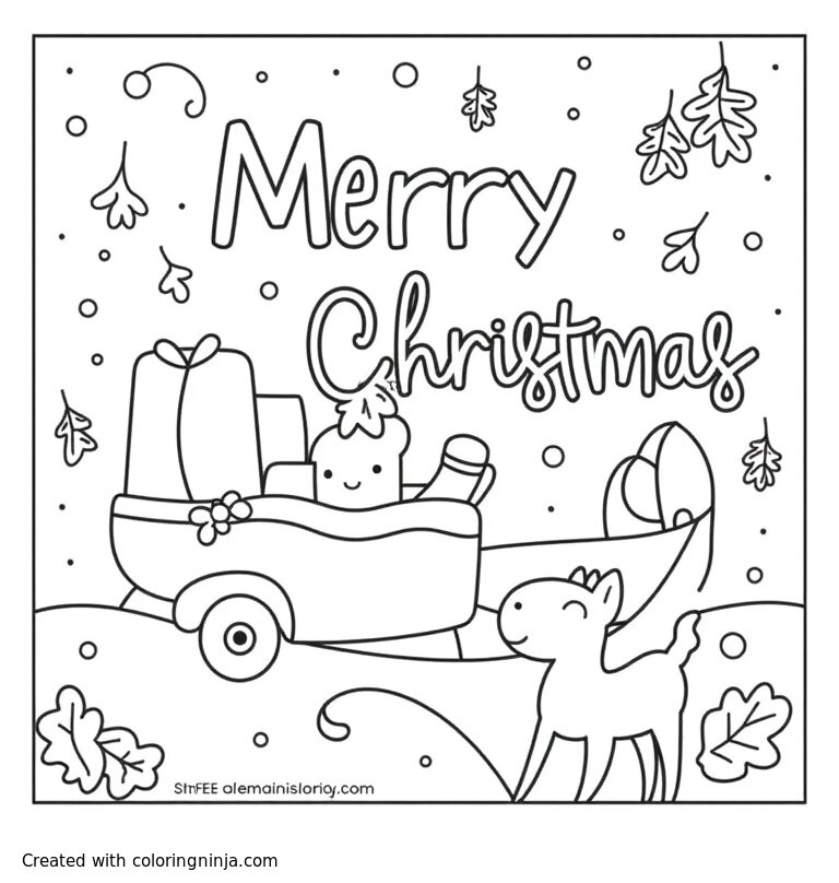 A coloring page of merry xmas