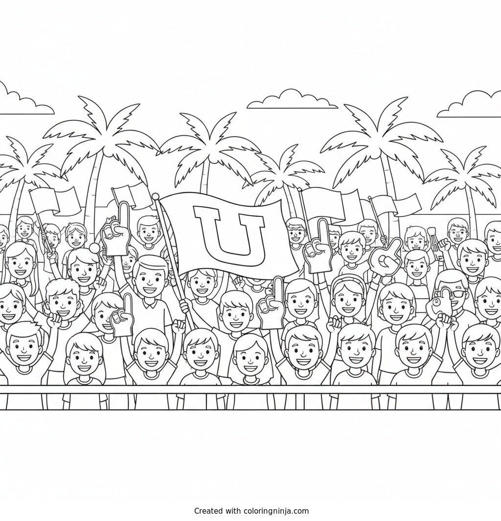 Miami Hurricanes Fans in the Stadium Coloring Page