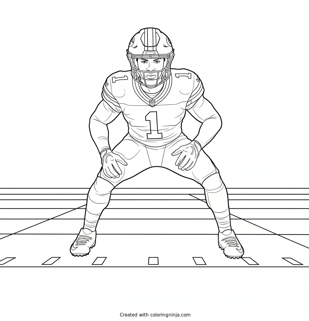 Micah Parsons In Game Stance Coloring Page