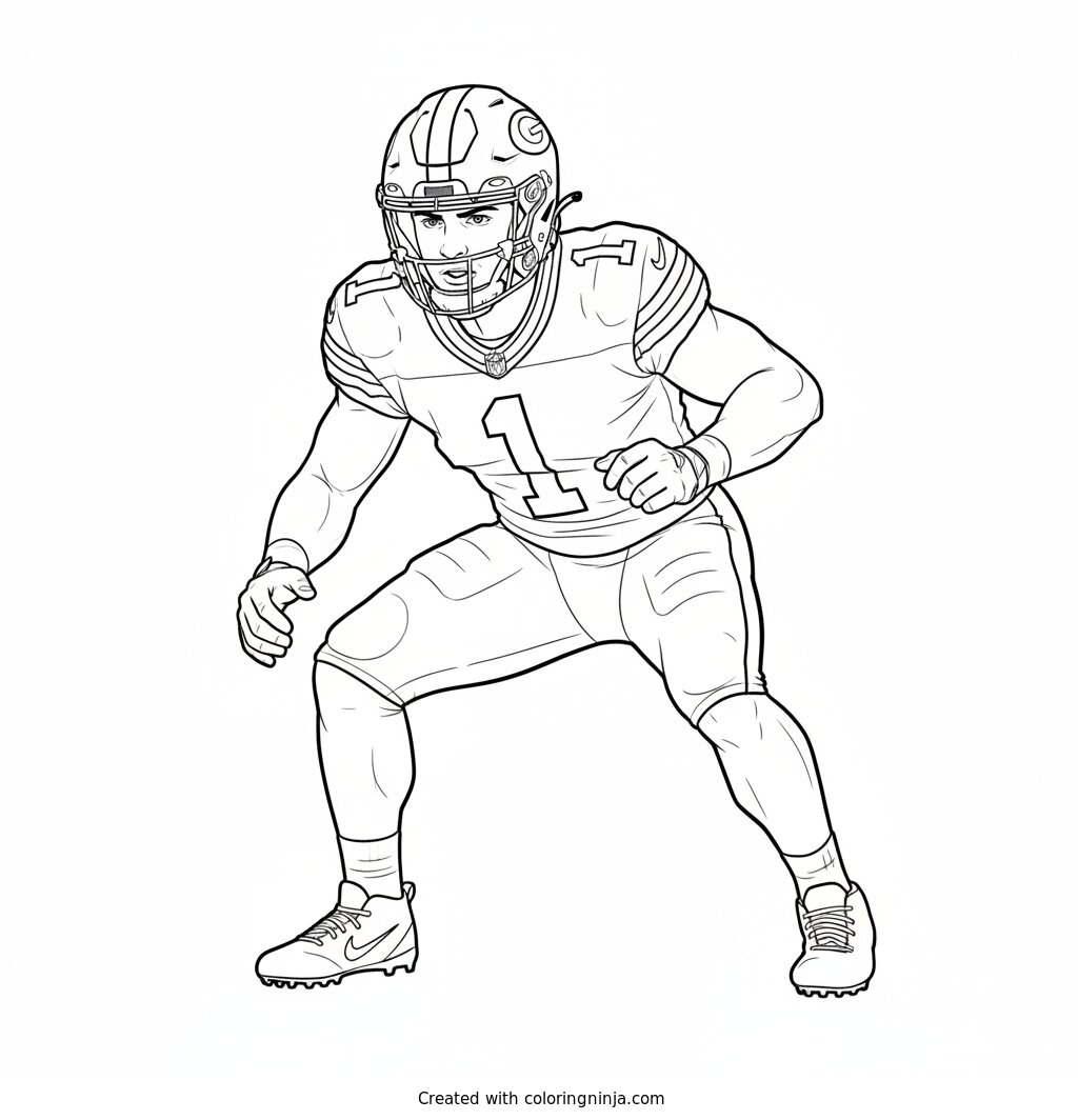 Micah Parsons Ready to Rush Coloring Page