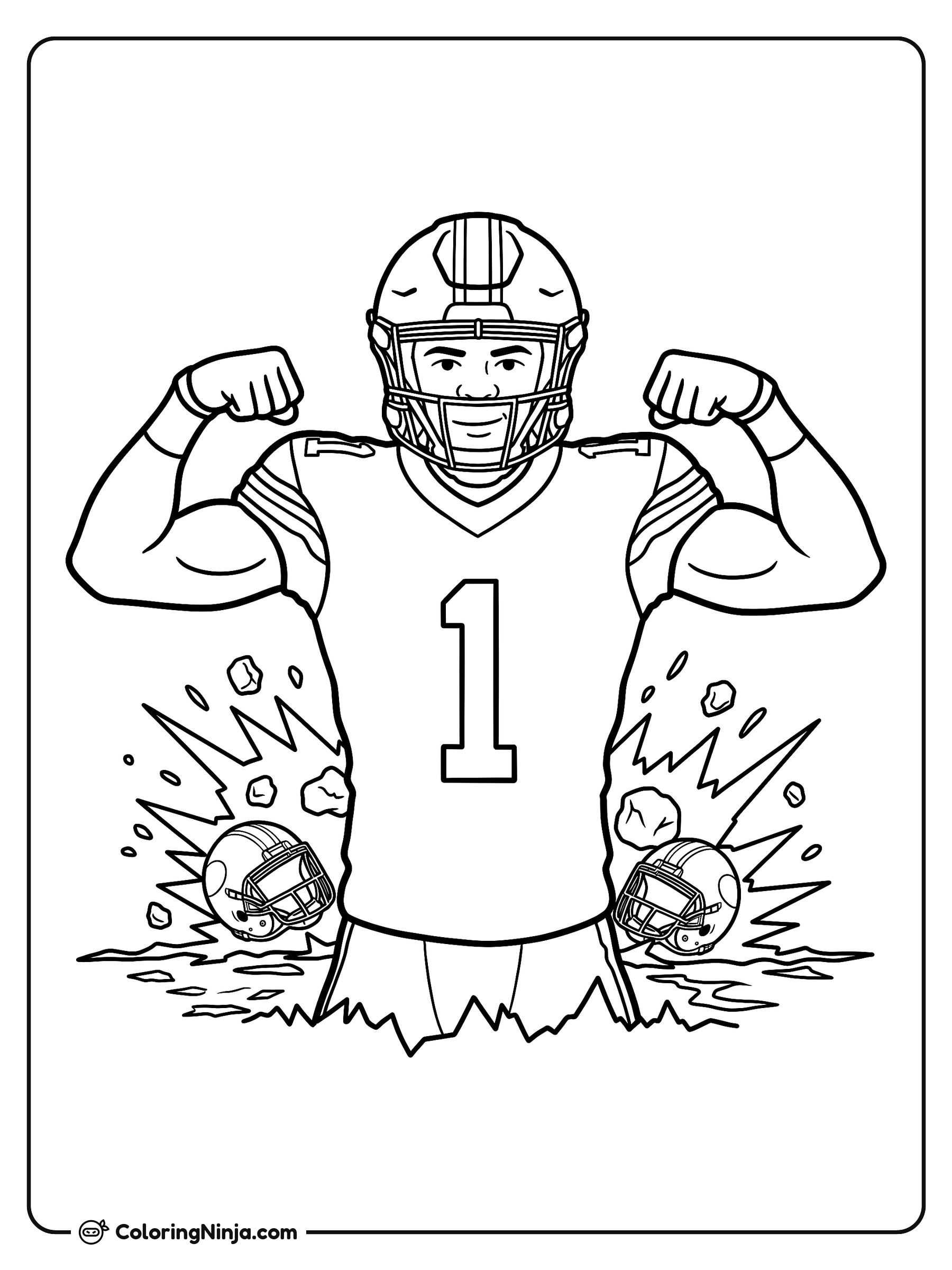Micah Parsons presumiendo sus músculos: dibujo para colorear
