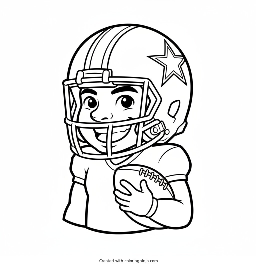 Micah Parsons Friendly Cartoon Portrait Coloring Page