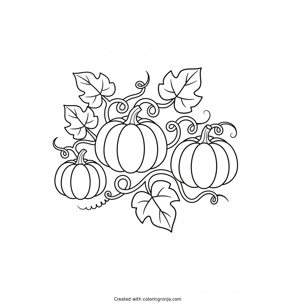 Minimalist Pumpkin Patch Coloring Page