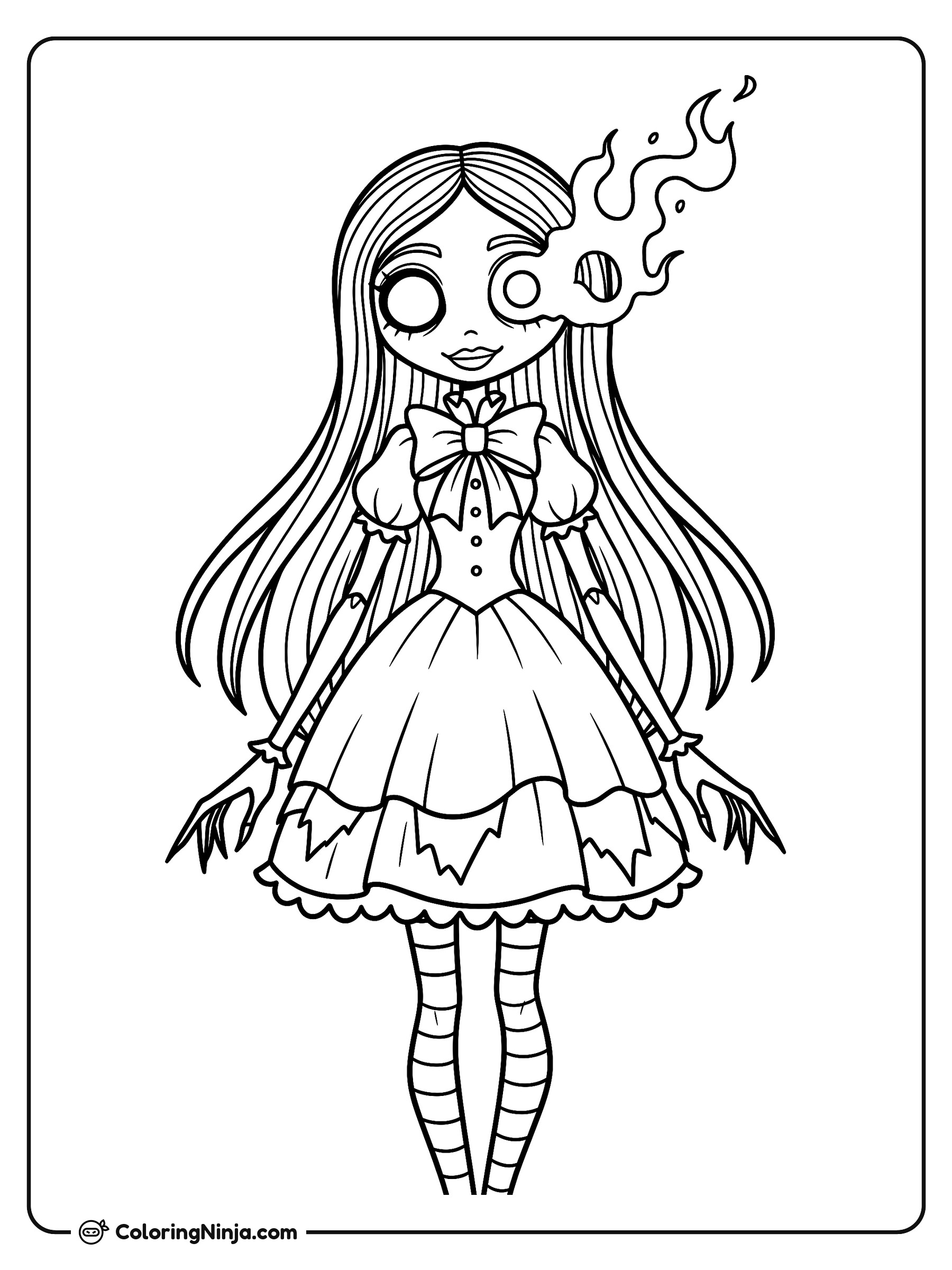 Miss Delight con un ojo brillante espeluznante: dibujo para colorear