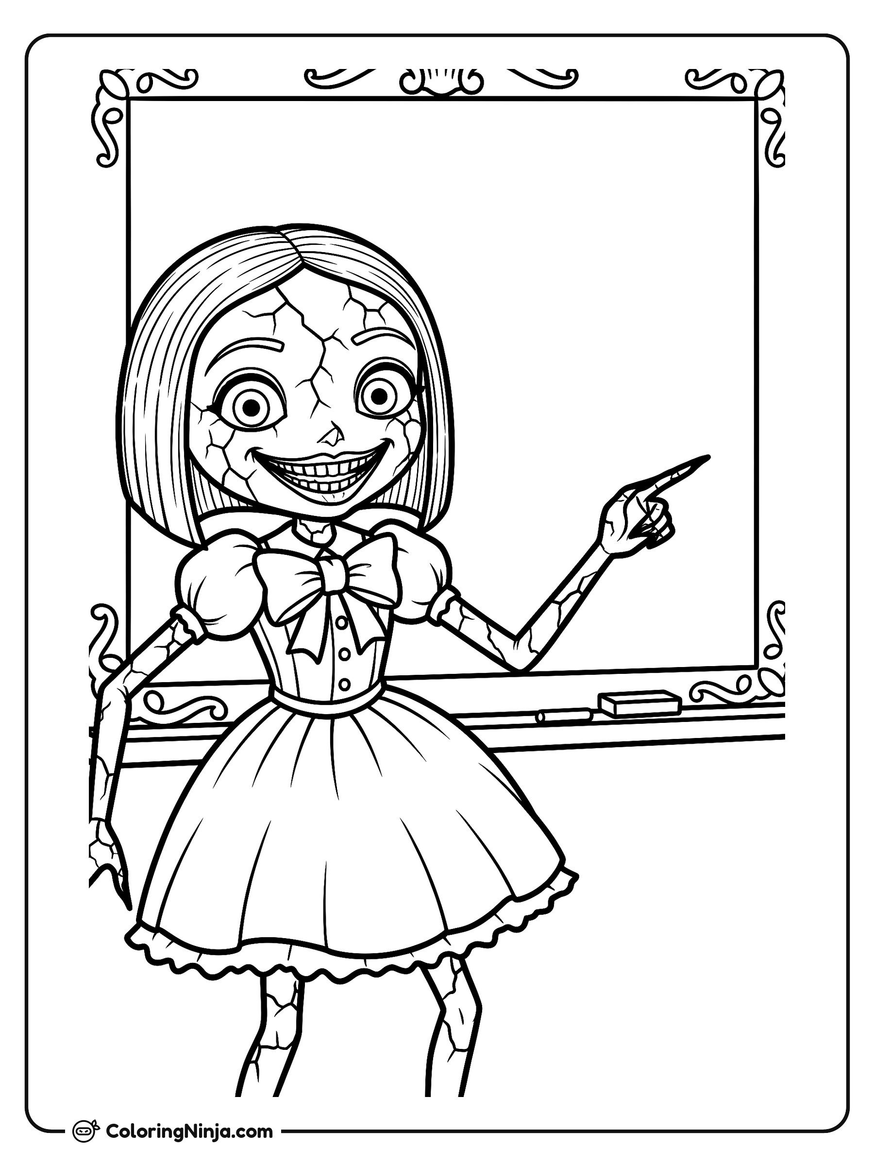 La espeluznante maestra Miss Delight: dibujo para colorear